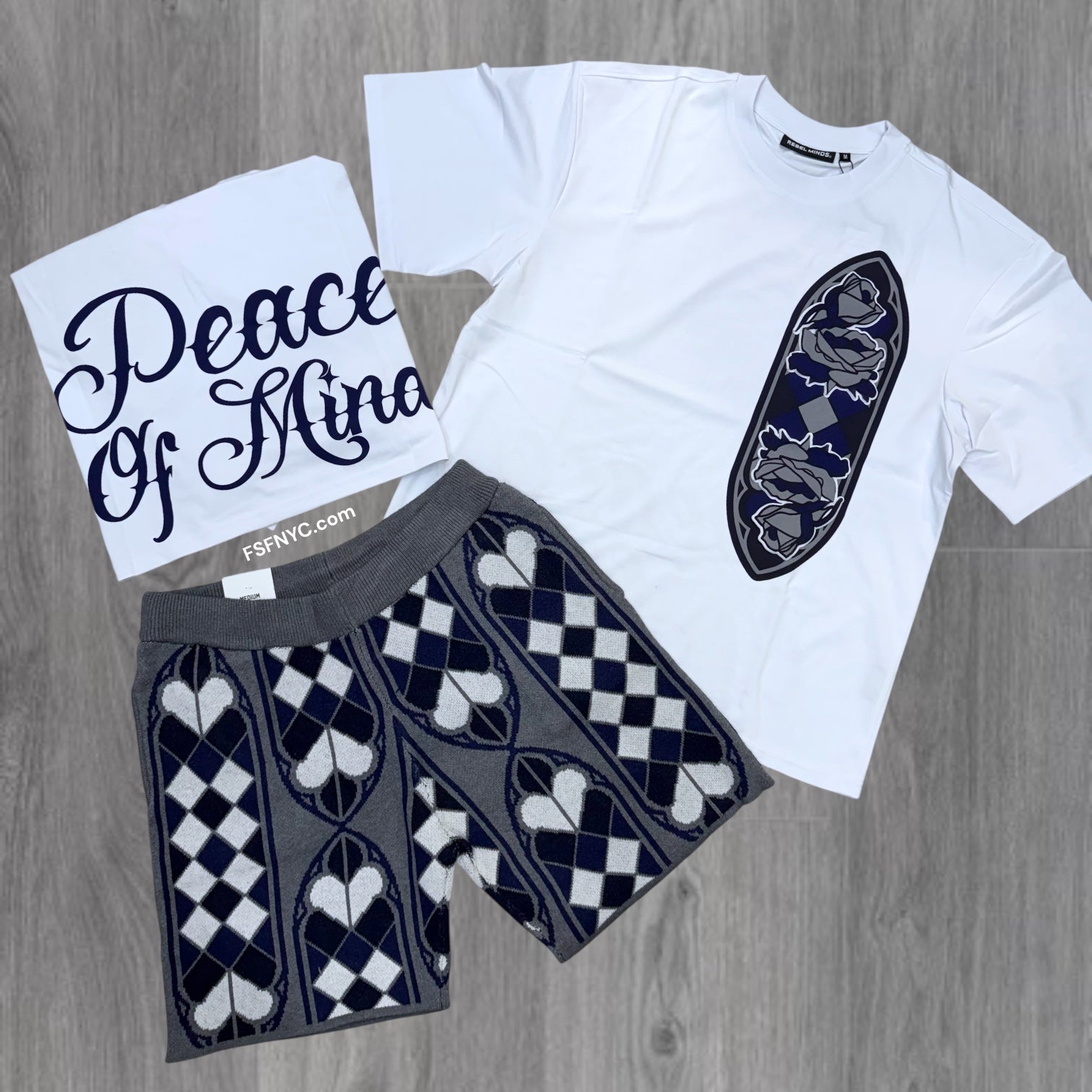 Rebel - Peace Of Mind Short Set - white Navy - 125 925