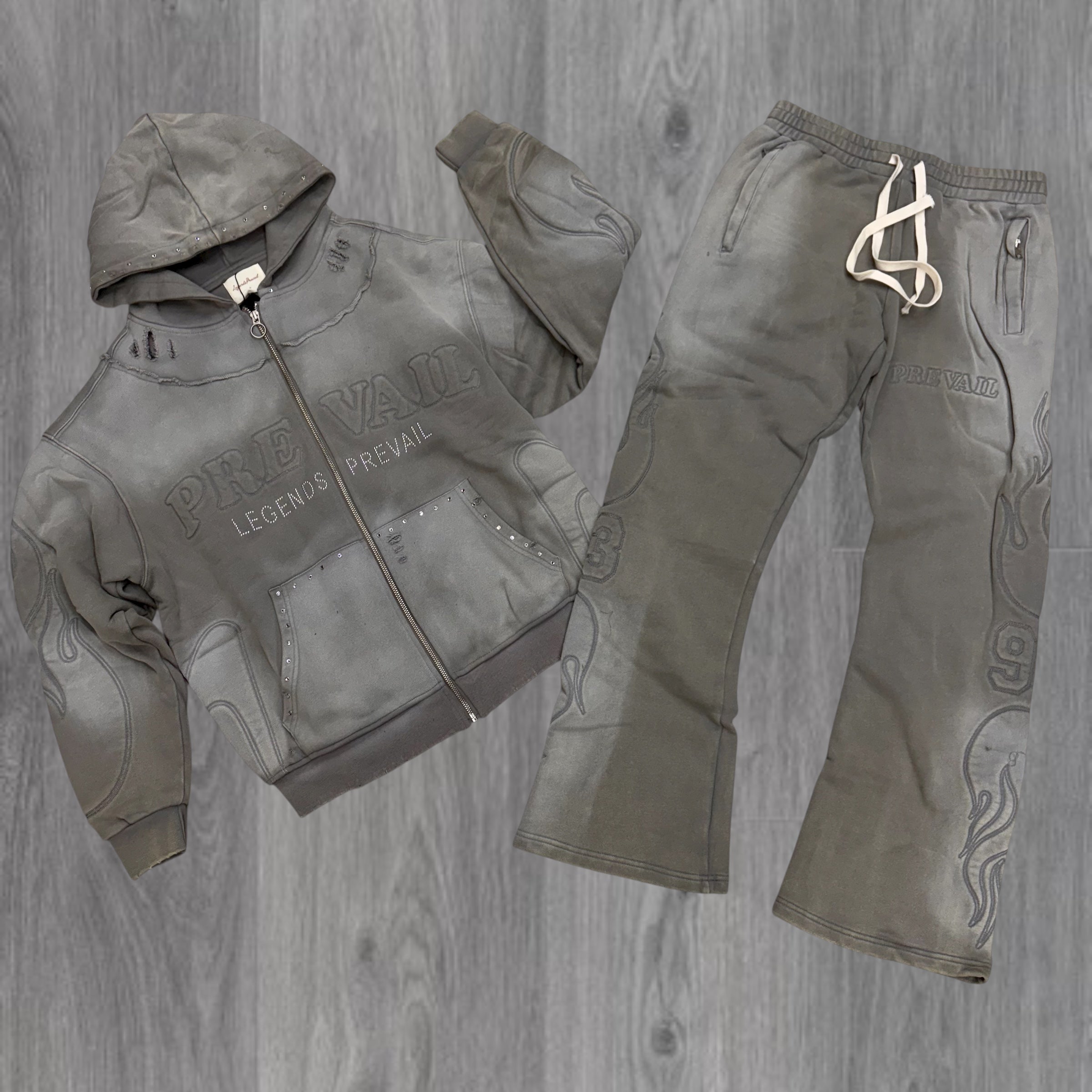 Prevail - Heavy Embossed Sweat suit - Grey