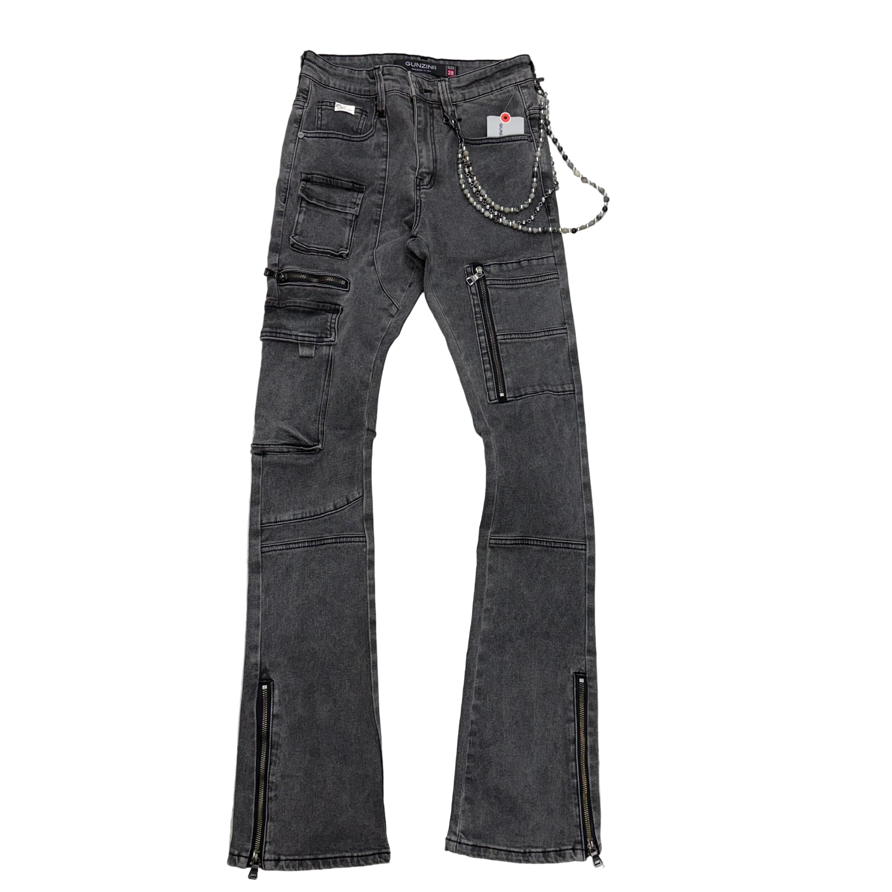 Gunzinii - Flare Fit Denim -GREY- GZ773