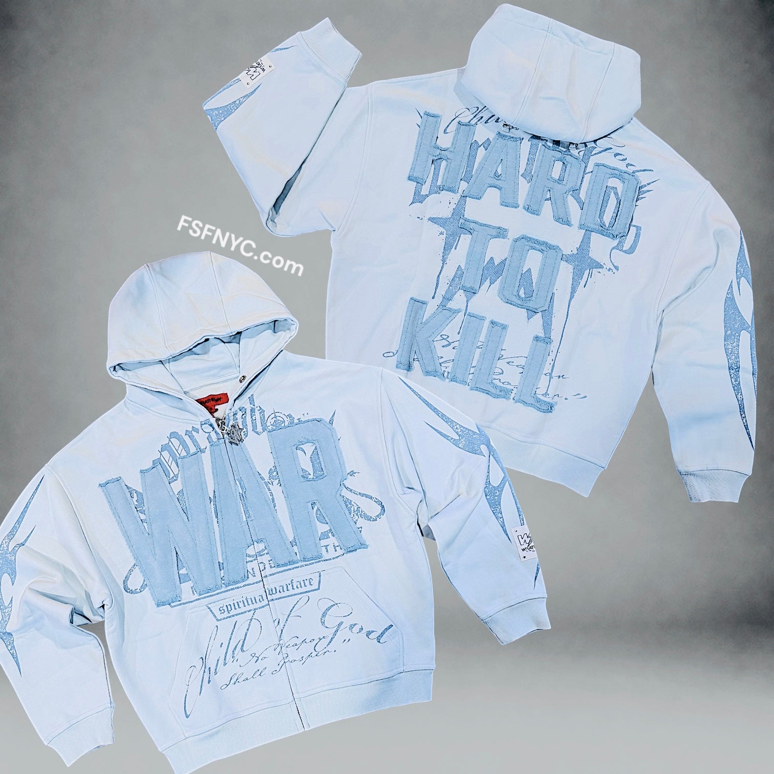 WrathBoy - Hard To Kill Zip Hoodie - Light Blue - 618