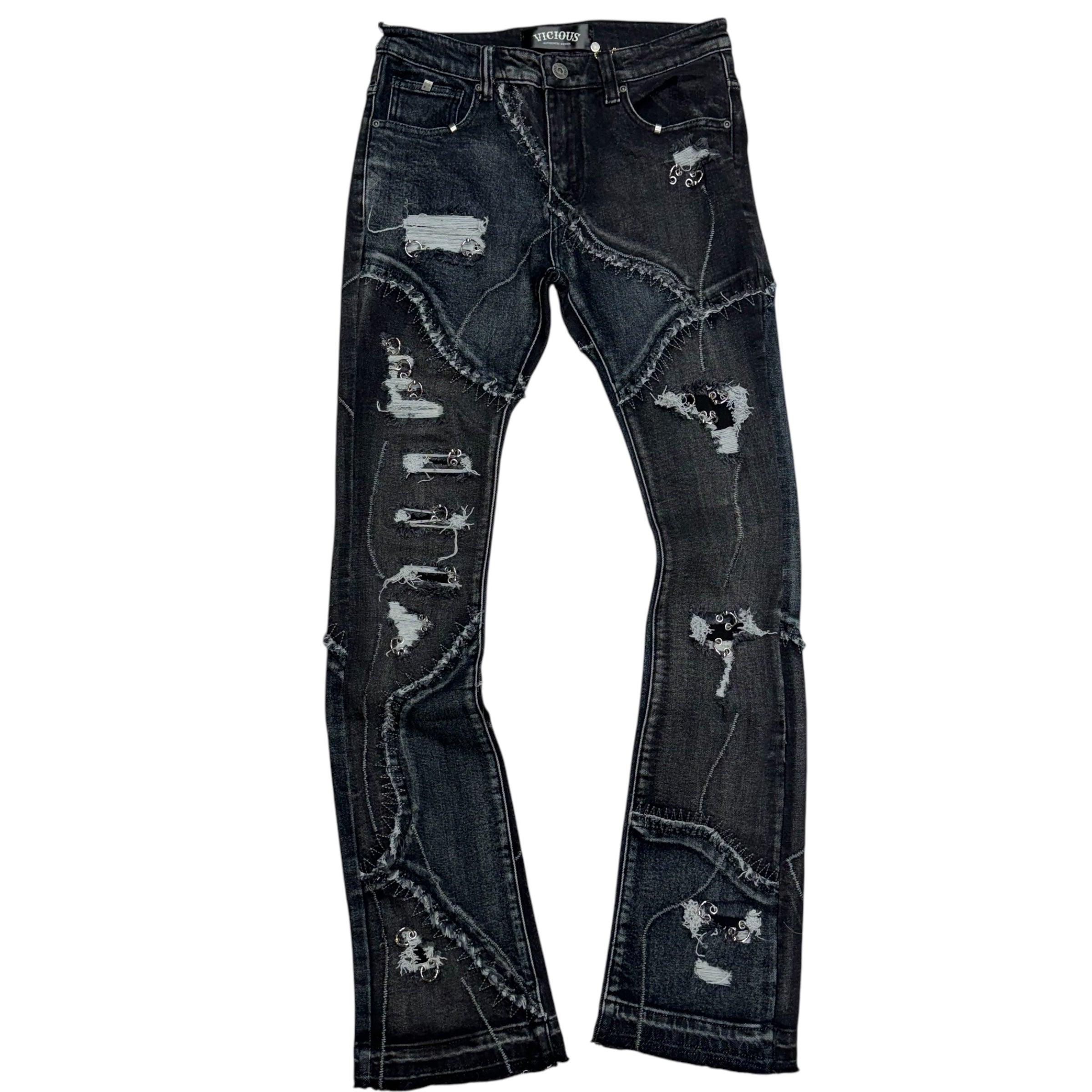 Vicious Stacked Distress Taktak Denim Black VC6333