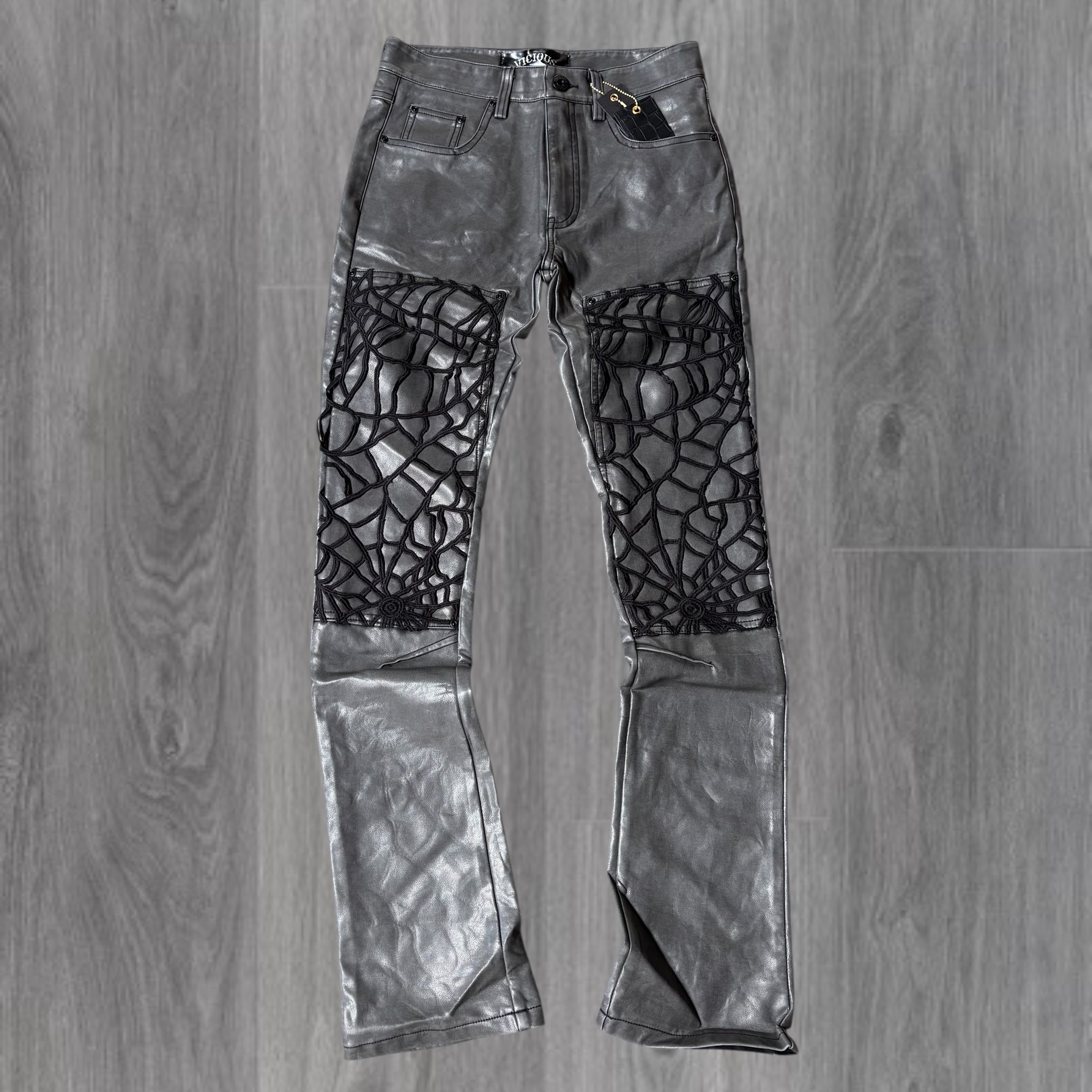 Vicious - STACKED (VEGAN LEATHER) PANTS - Dk.GREY - VC961