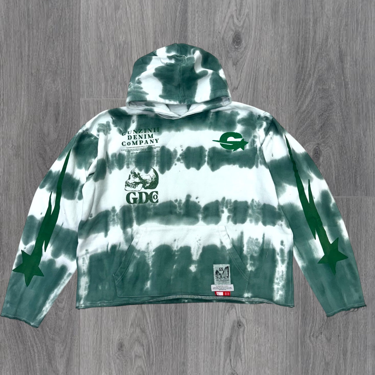 Gunzinii - Tye Dye Cut off Hoodie - Green - GZ581