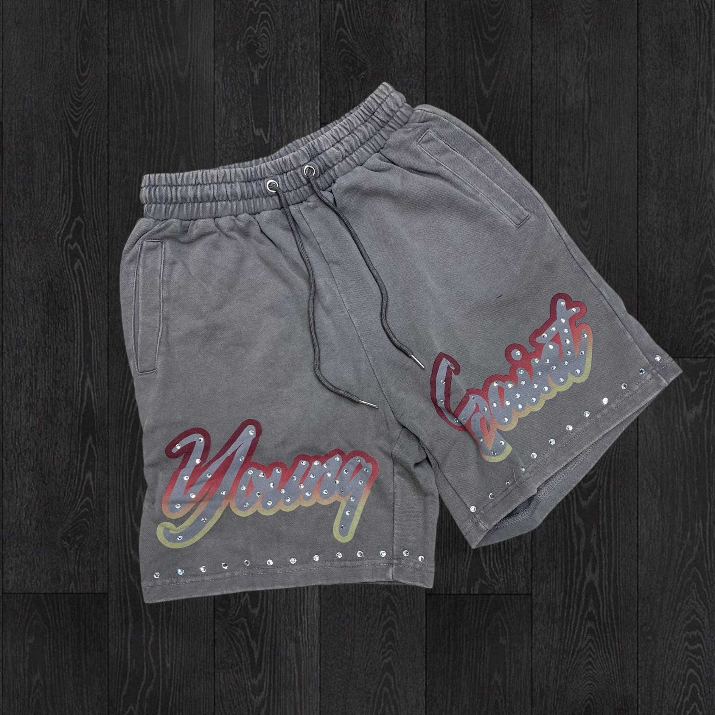 Saint - Young Saint Crystal Shorts - Grey