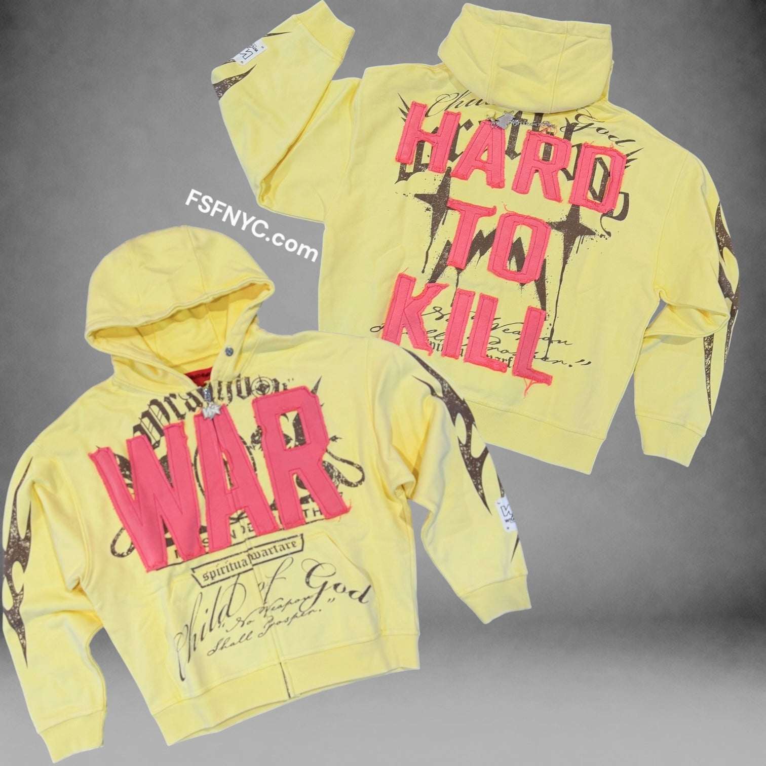 WrathBoy - Hard To Kill Zip Hoodie - Light Yellow - 618