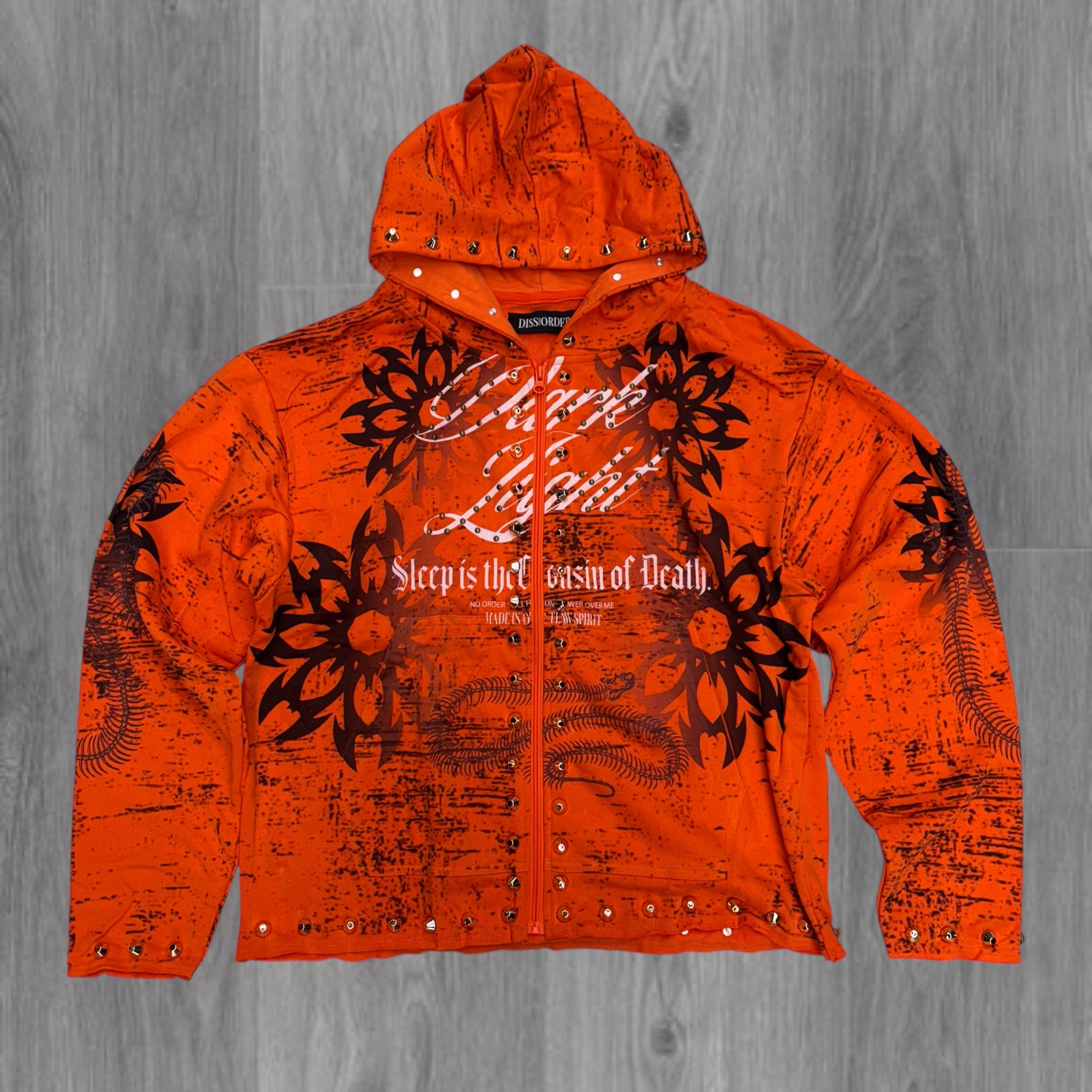 DISORDER - IN THE DARK Studs Zip Hoodie - ORNGE - 363