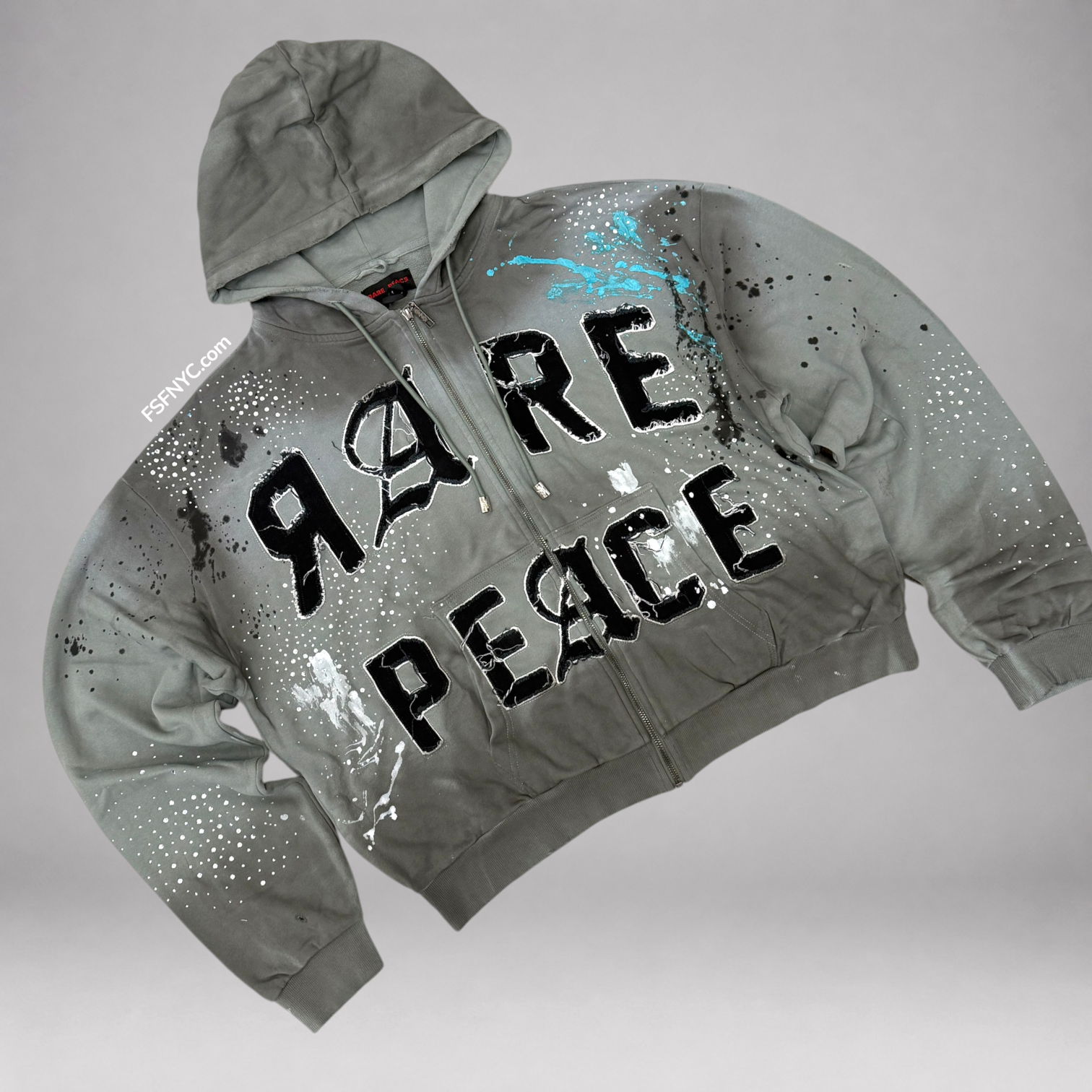 RP - Splatter zip Hoodie - Lt grey 6104