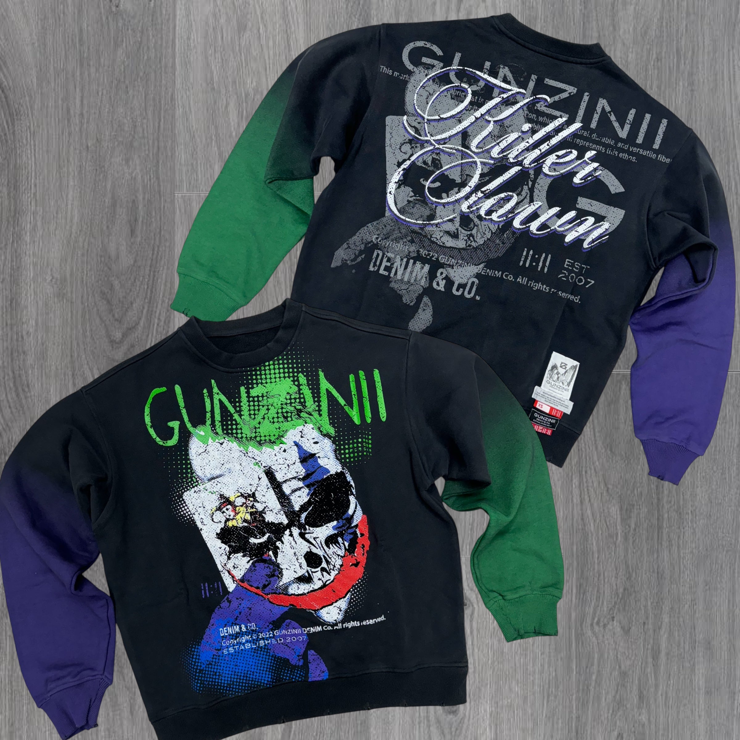 Gunzinii  Art Crewneck Charcoal Black  GZ548