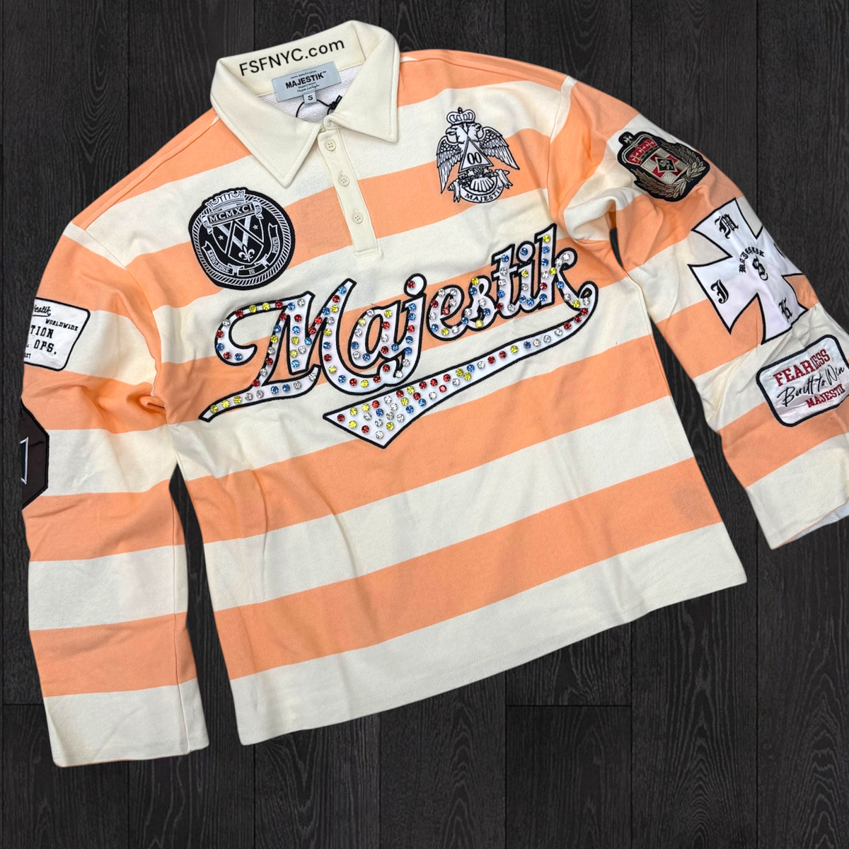 MJSTK - LS Polo Logo w/patches - Peach - 26816