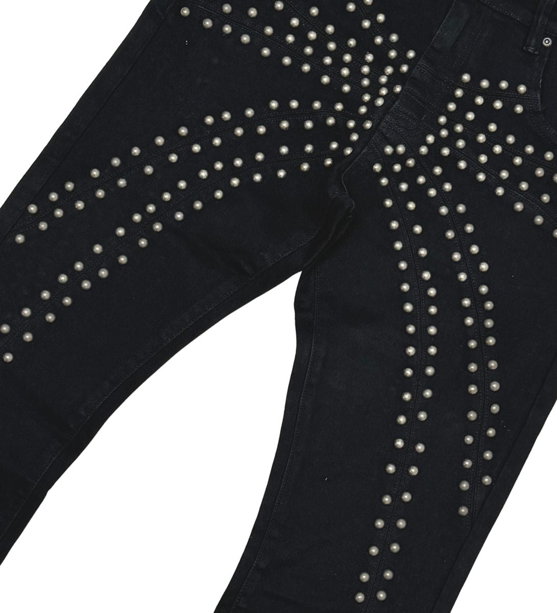 Vicious - STACKED Studded Denim - Black - VC923