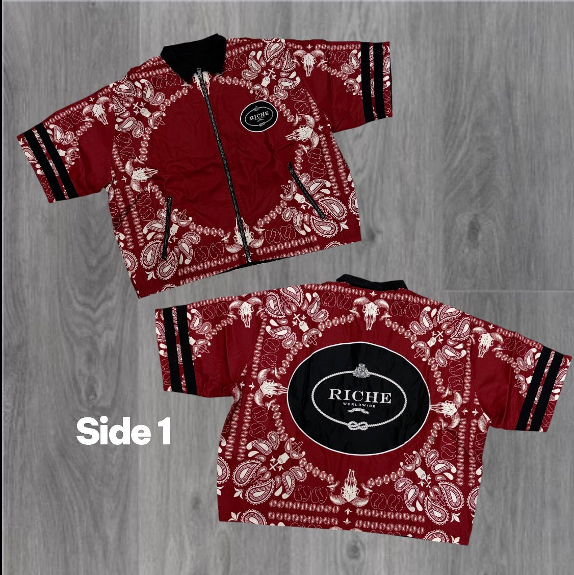 VR - Reversible Zip Polo - Red/Black - 1327