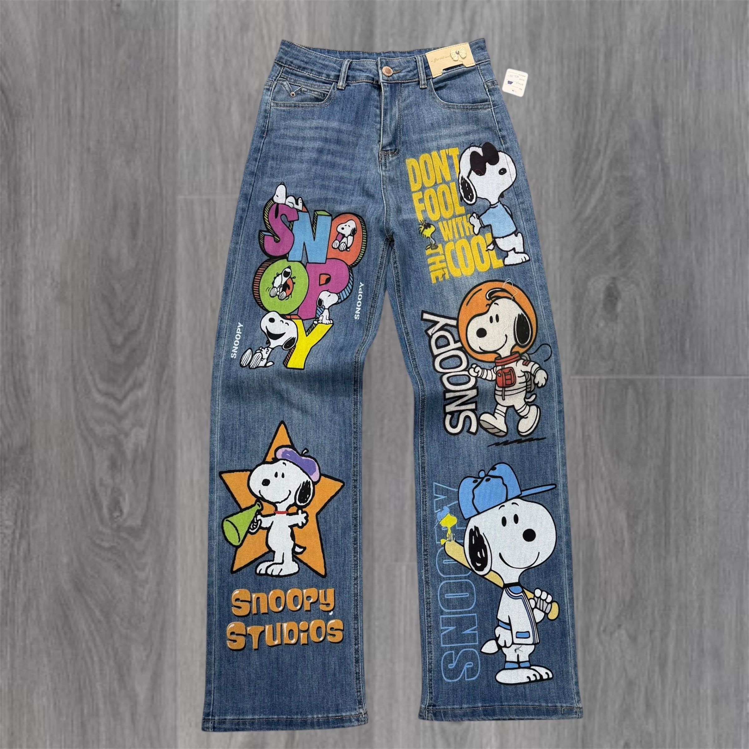 Women Snoopy Straight Fit Jeans Dark Blue V1