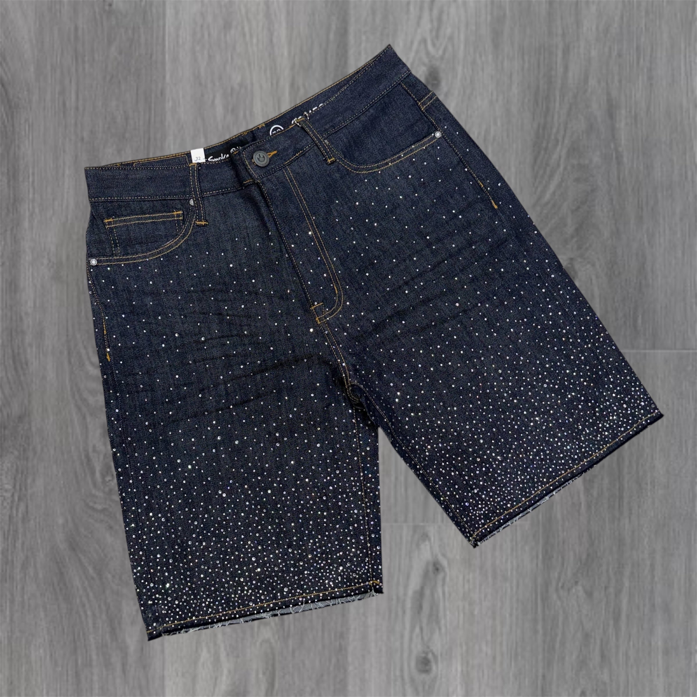 Rise - Rhinestone Denim Shorts - Ink Blue  - S602