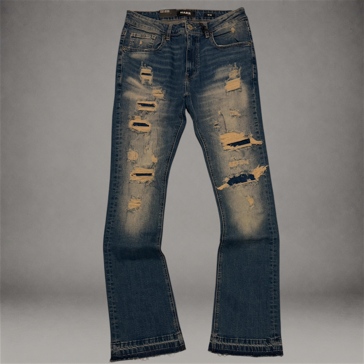 Narr - Flare Distressed Denim - Med.Blue - 70154