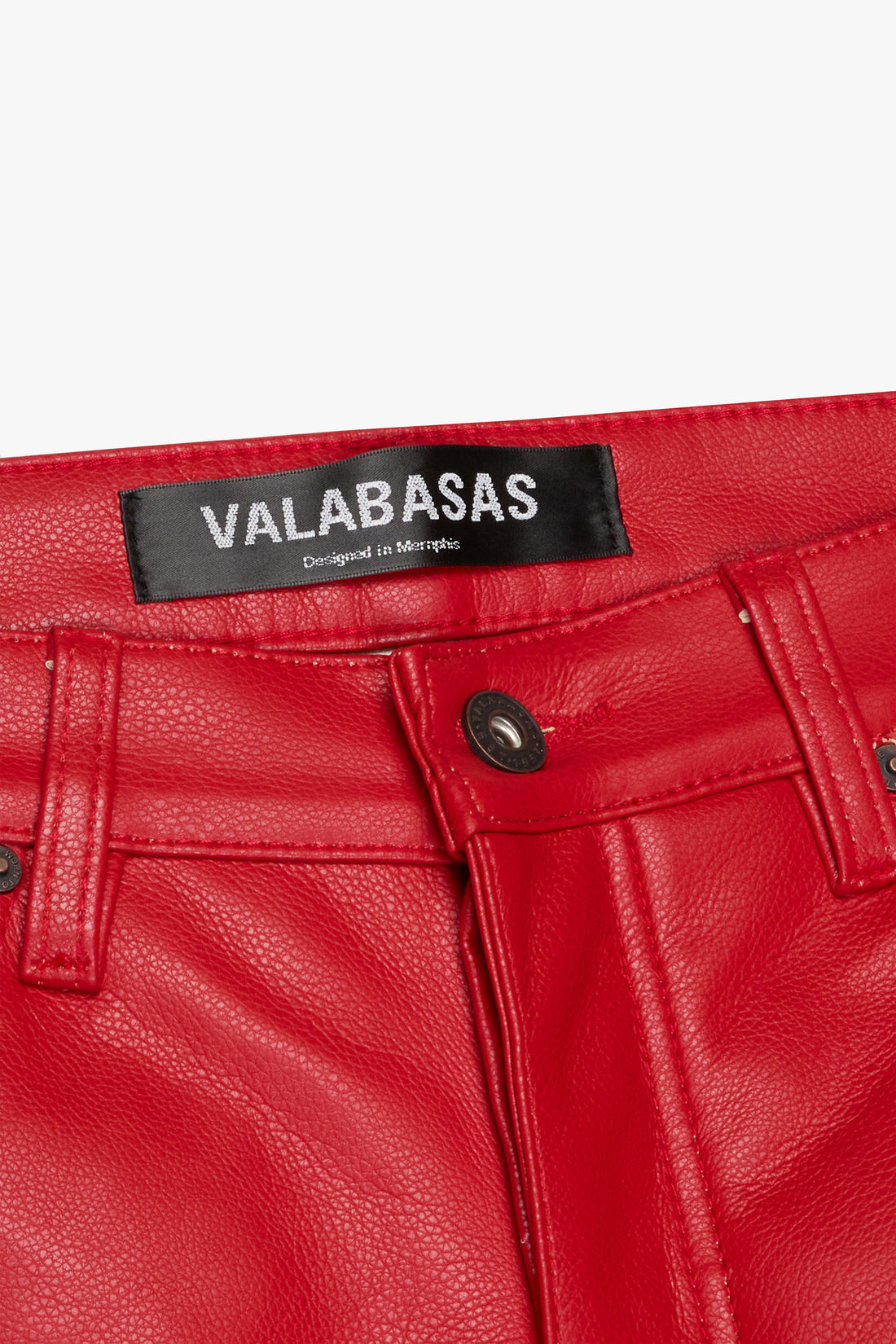 Valabasas JEDI stacked/Skinny pu Leather Pants Red 1004