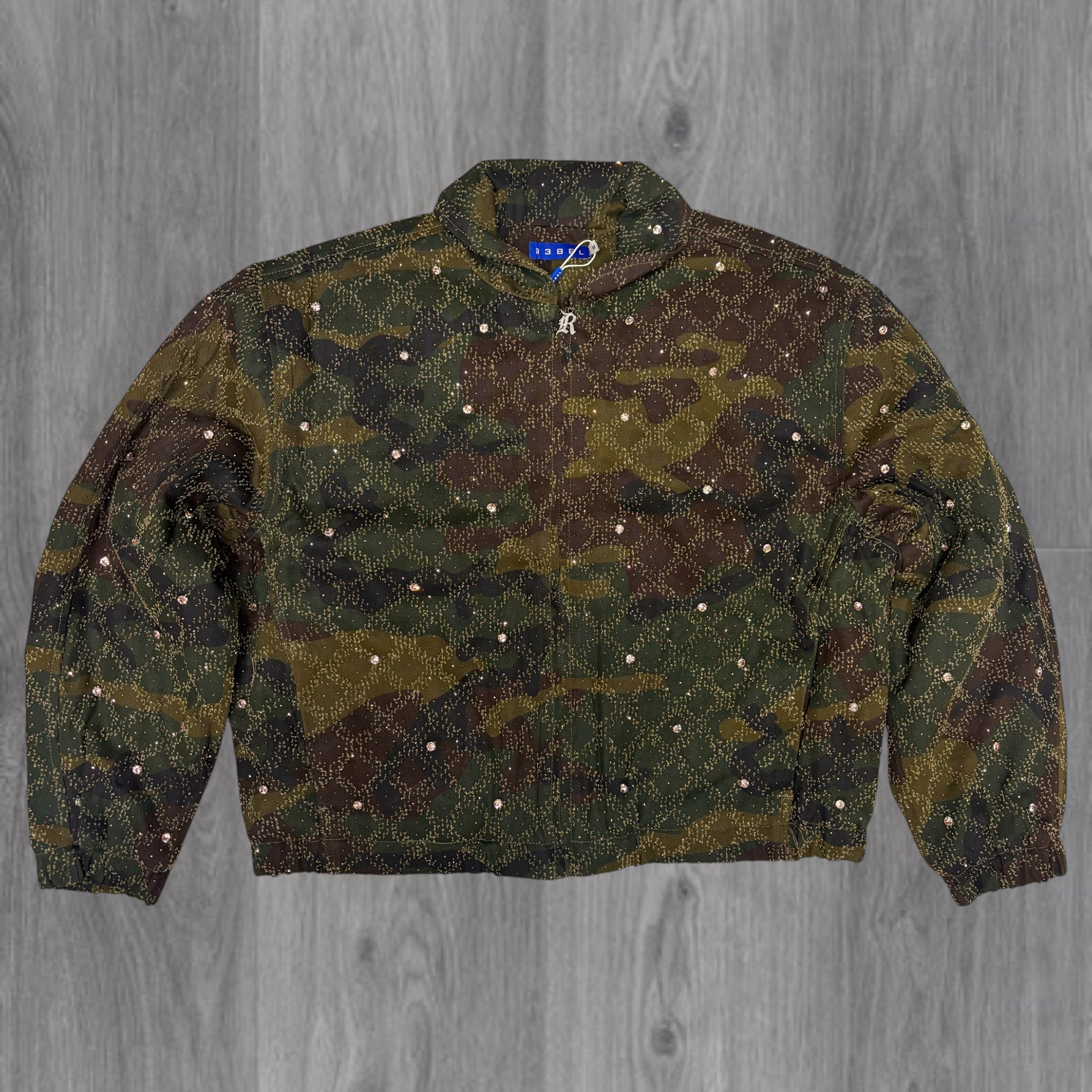 REBEL - Rhinestone BOMBER Jacket - 551 - Woodland