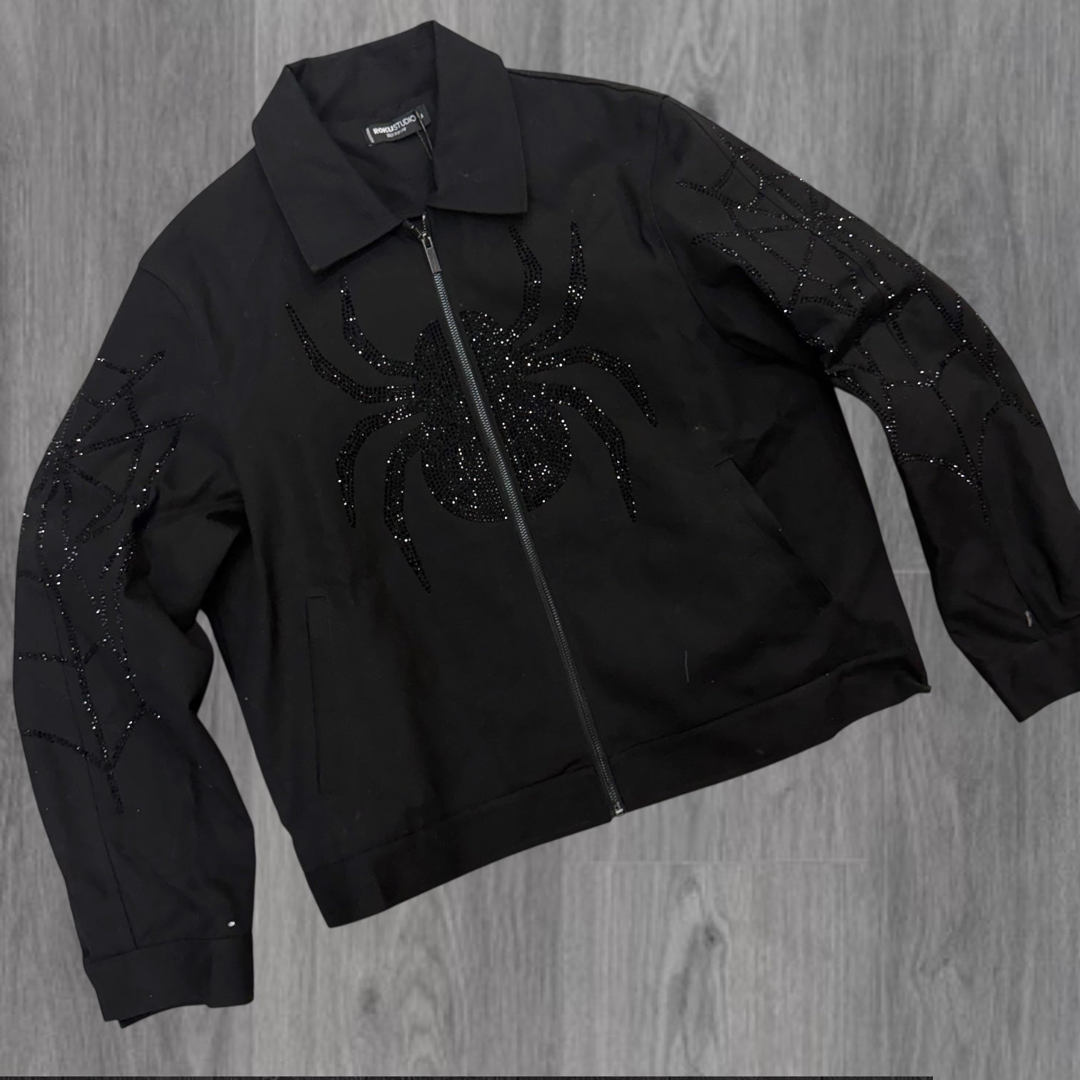 Roku - Rhinestone spider Canvas  jacket - Black - 1817