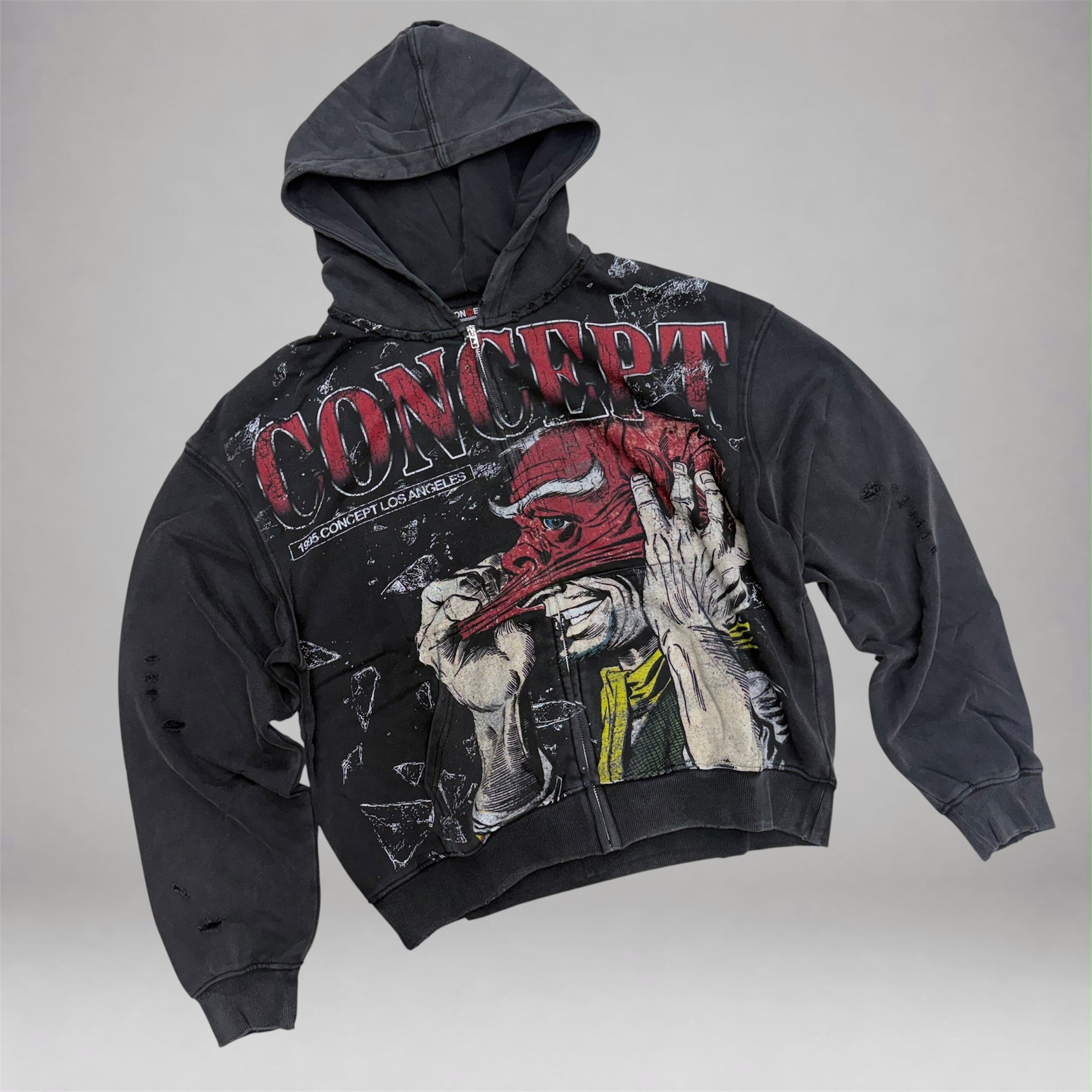 Con - Facade Zip Hoodie - Black Wash 14
