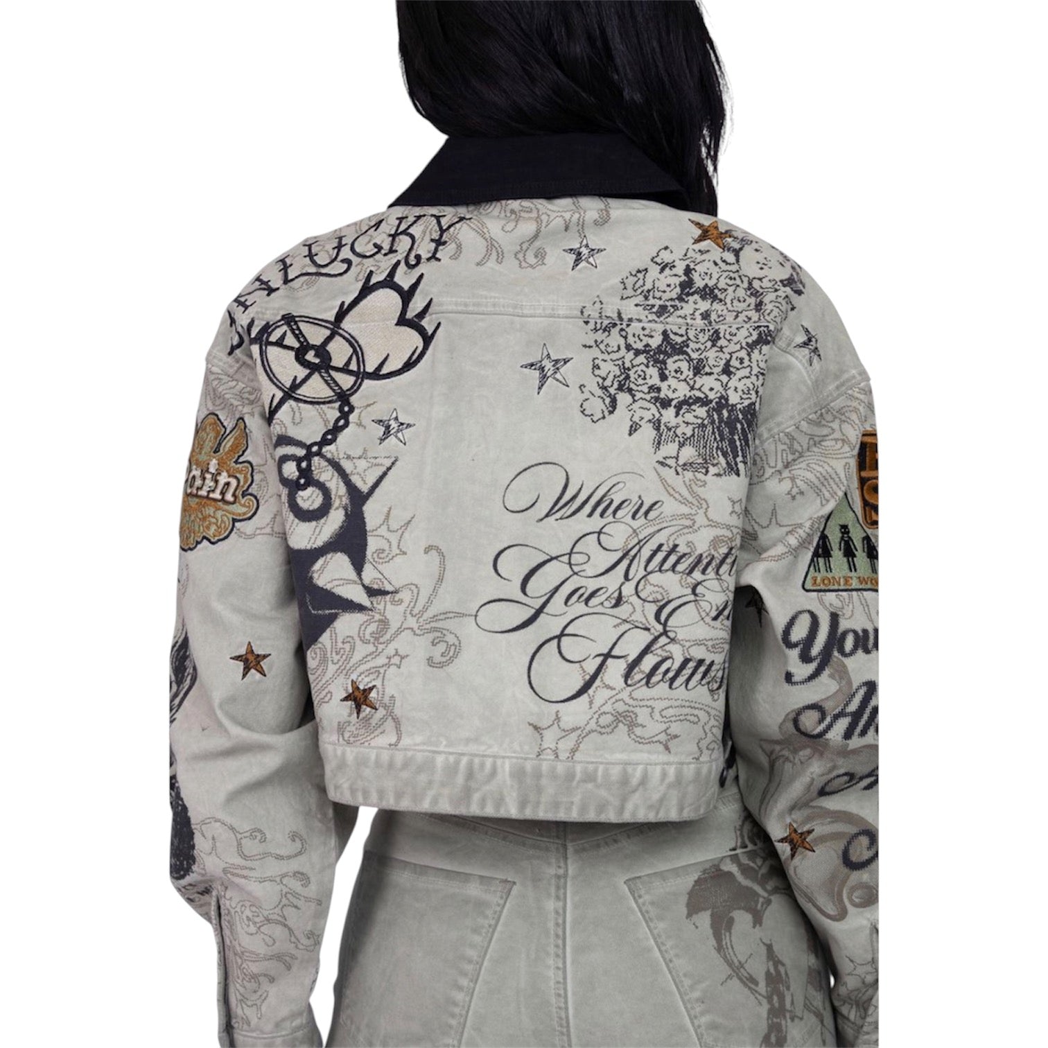 The Red - Embroidered Denim Set - Tea Green F326