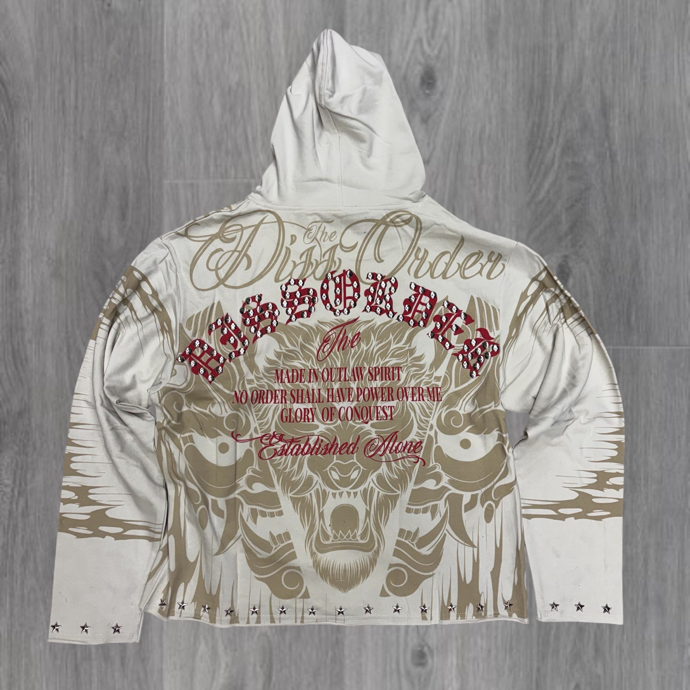 DISORDER - WOLF Zip Hoodie - STONE - 343