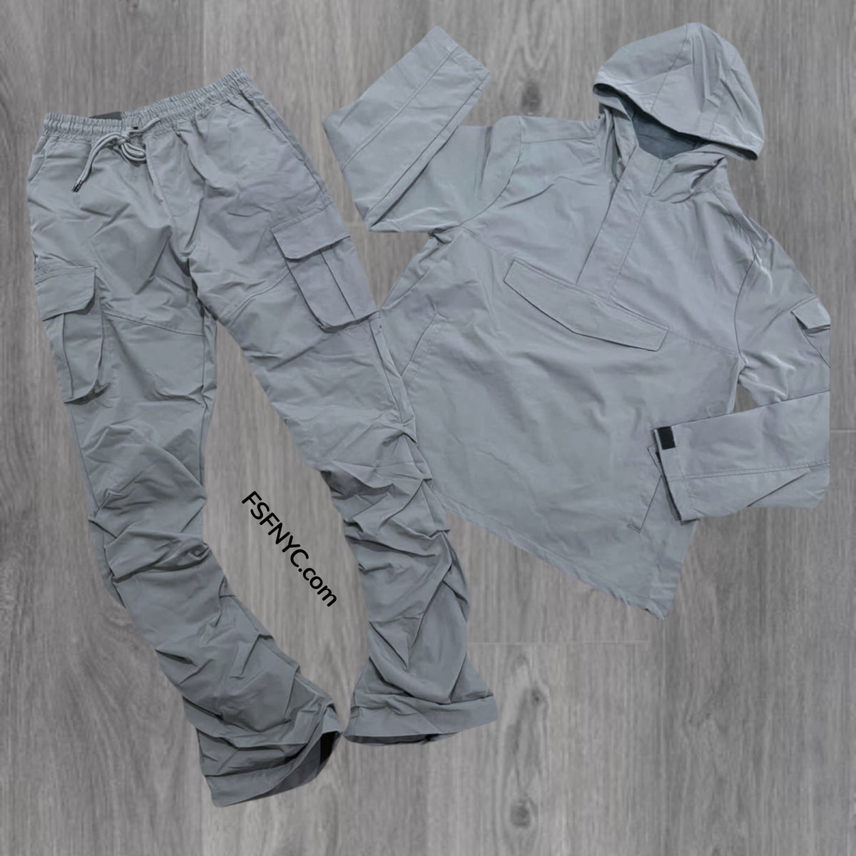 Rebel - NYLON Stacked & Anorak Pullover Jacket - SET - Grey - 522422