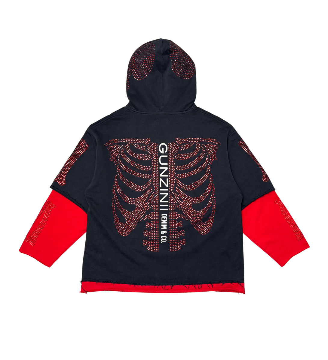 Gunzinii - Rhinestone Skeleton Hoodie - Black - GZ524