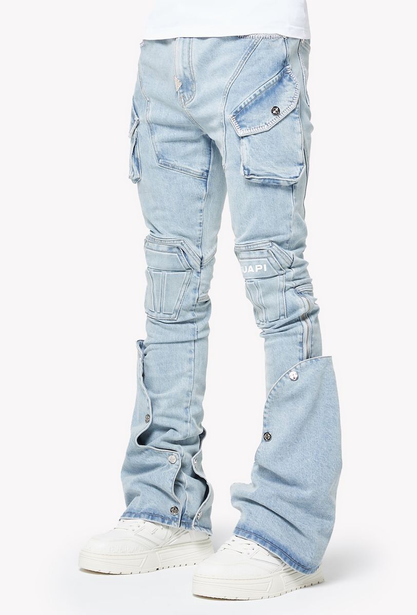 GUAPI - Stacked Coffin Arc Denim - Aqua Blue