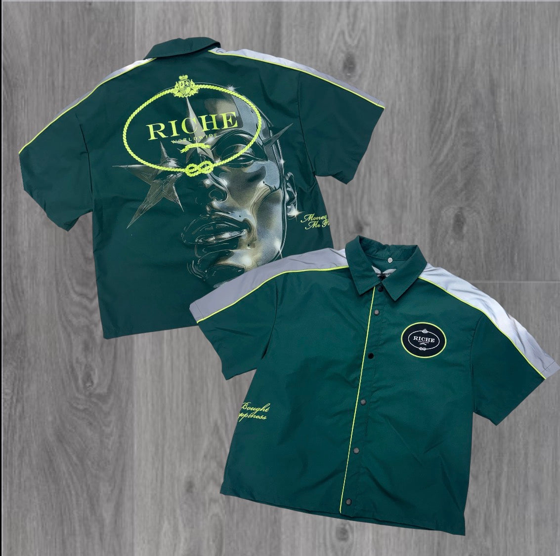 VR - Reflective Button Down - Green 2035