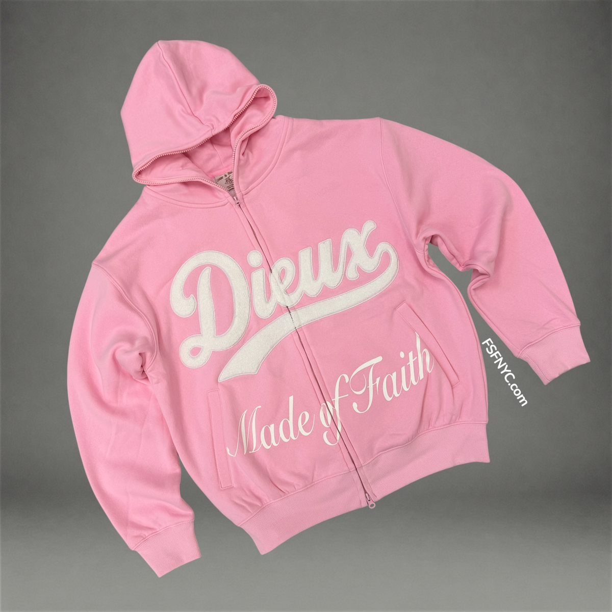 Made Of Faith Zip Up Hoodie - Pink - 6206