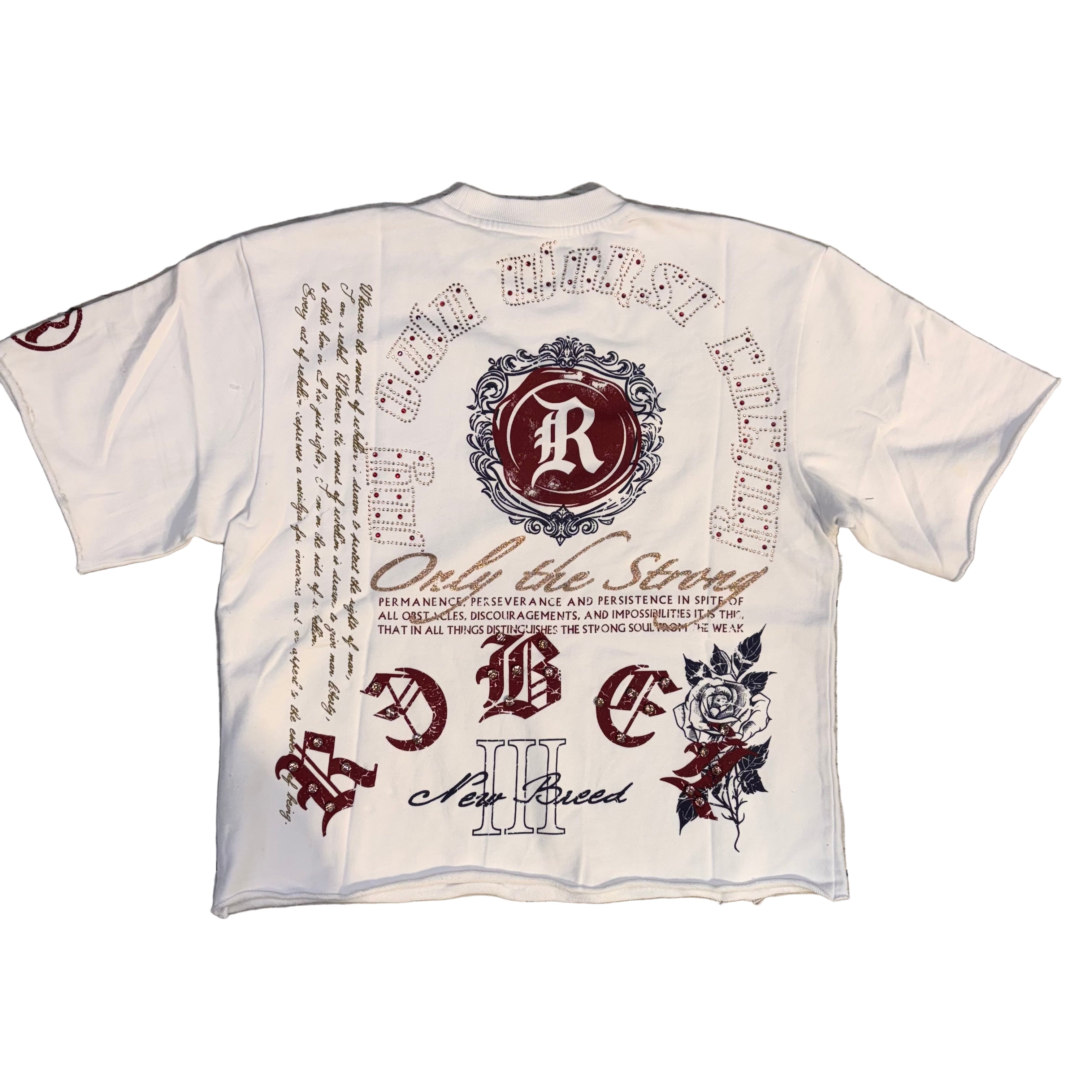 R3 - Rhinestone Only Strong TShirt - White - 143