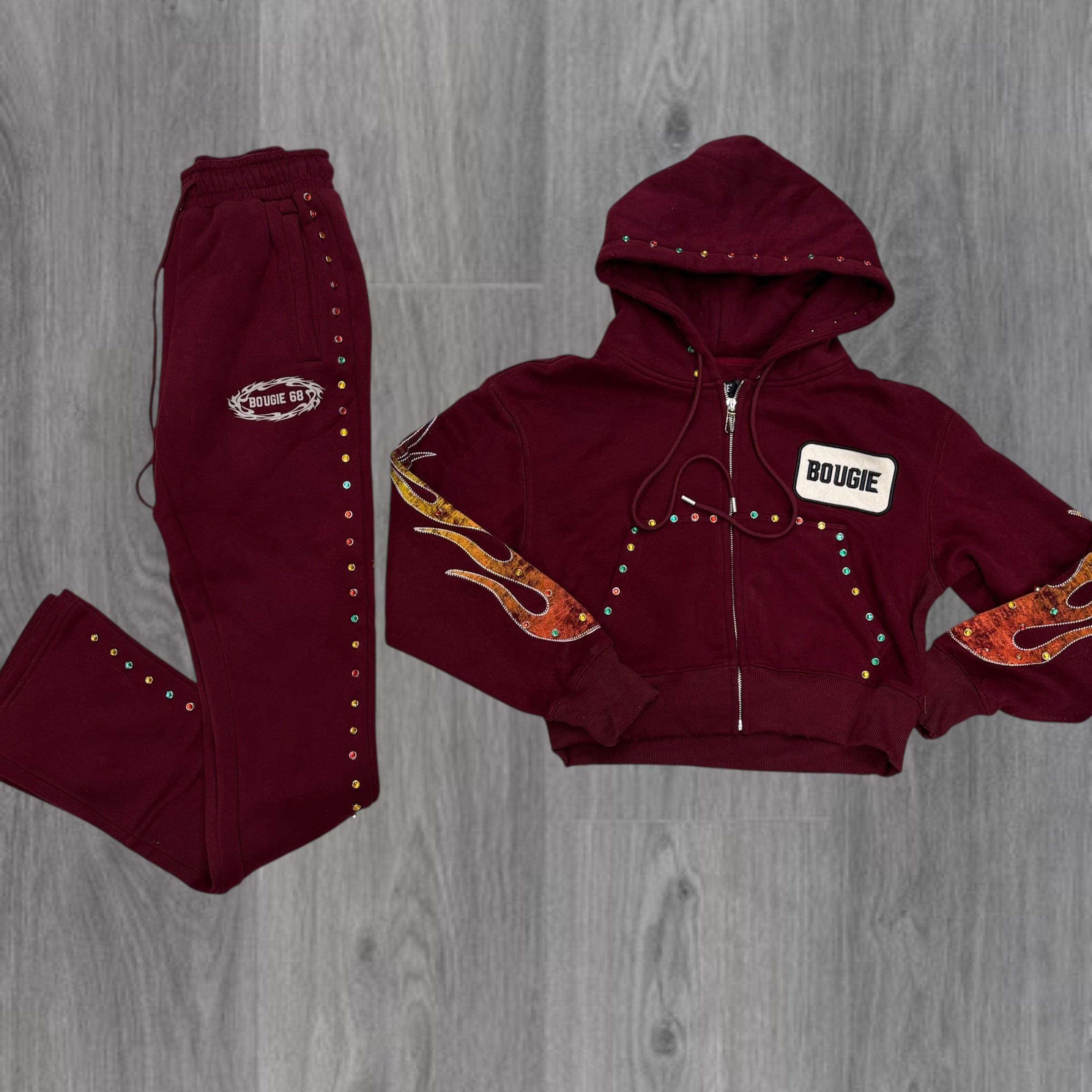 BOUGIE - Women Flare Sweatsuit - MAROON