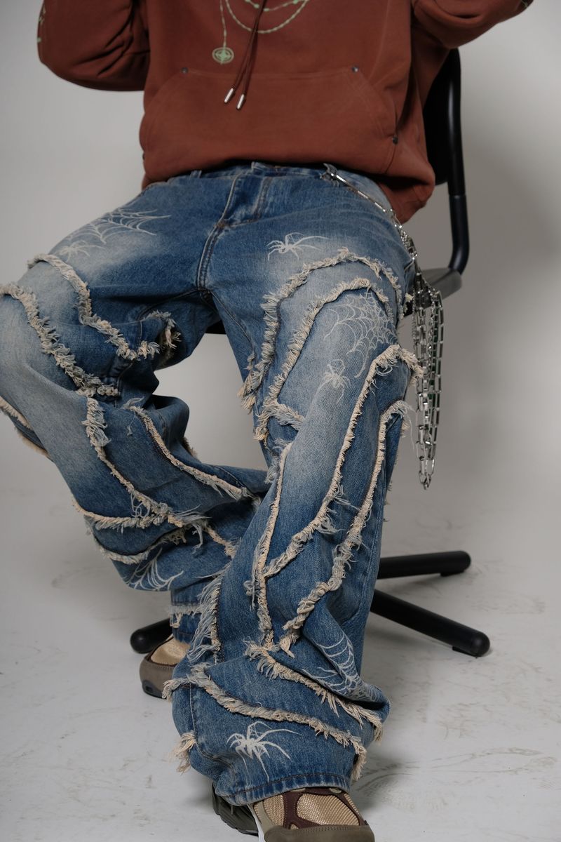 Vicious Baggy Spyder Web Denim Antique Blue VC691