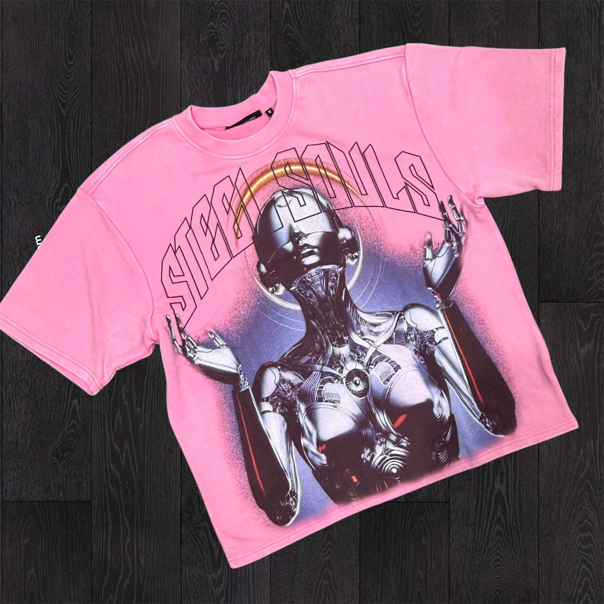 Steel Souls Rhinestone T-shirt - Pink - 11198