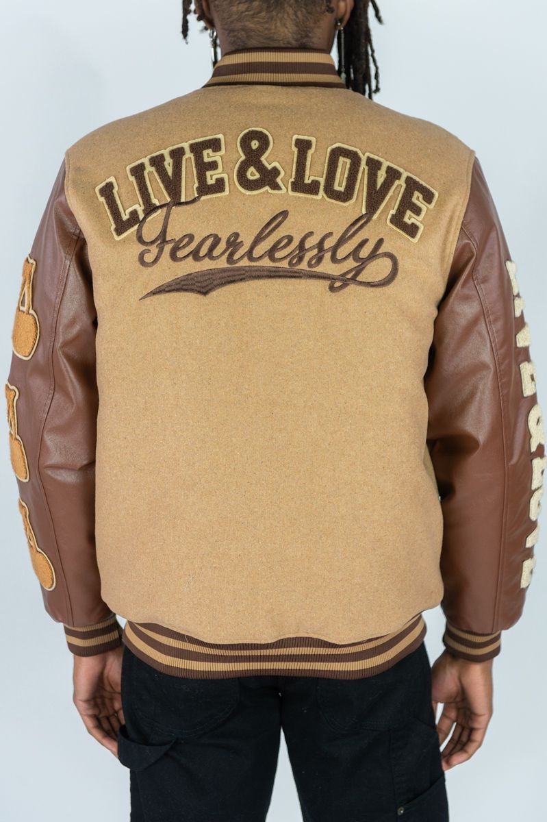 Live Melton Wool Varsity Jacket Caramel 514