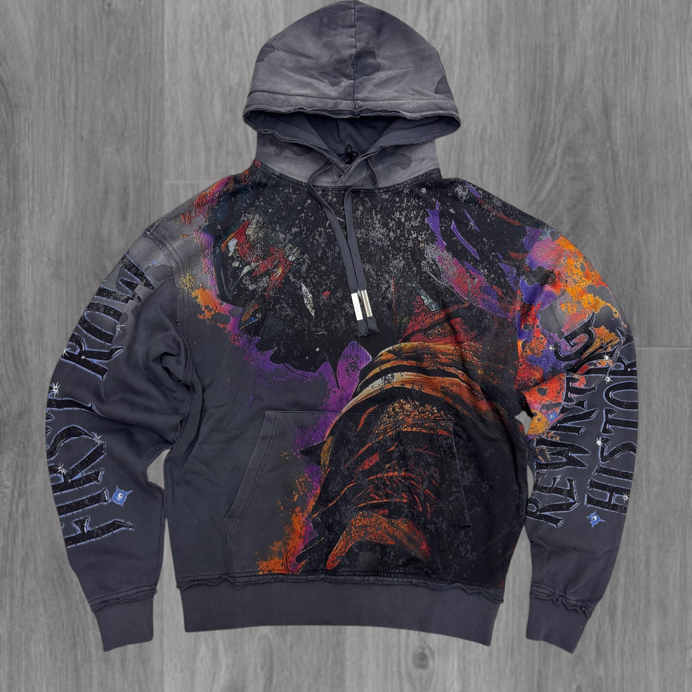 FR - REWRITTEN Rhinestone Hoodie - DKGREY - 2495