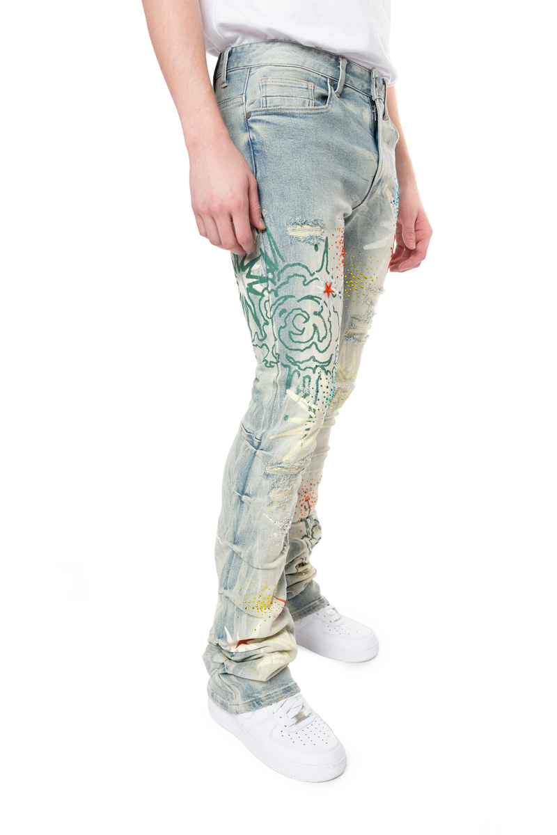 Rise rhinstone  Jeans seville Blue 24528