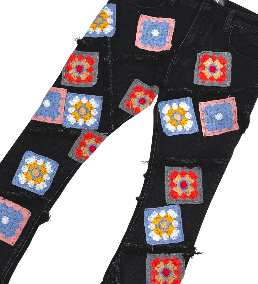 Vicious Stacked Patchwork Denim Black VC848