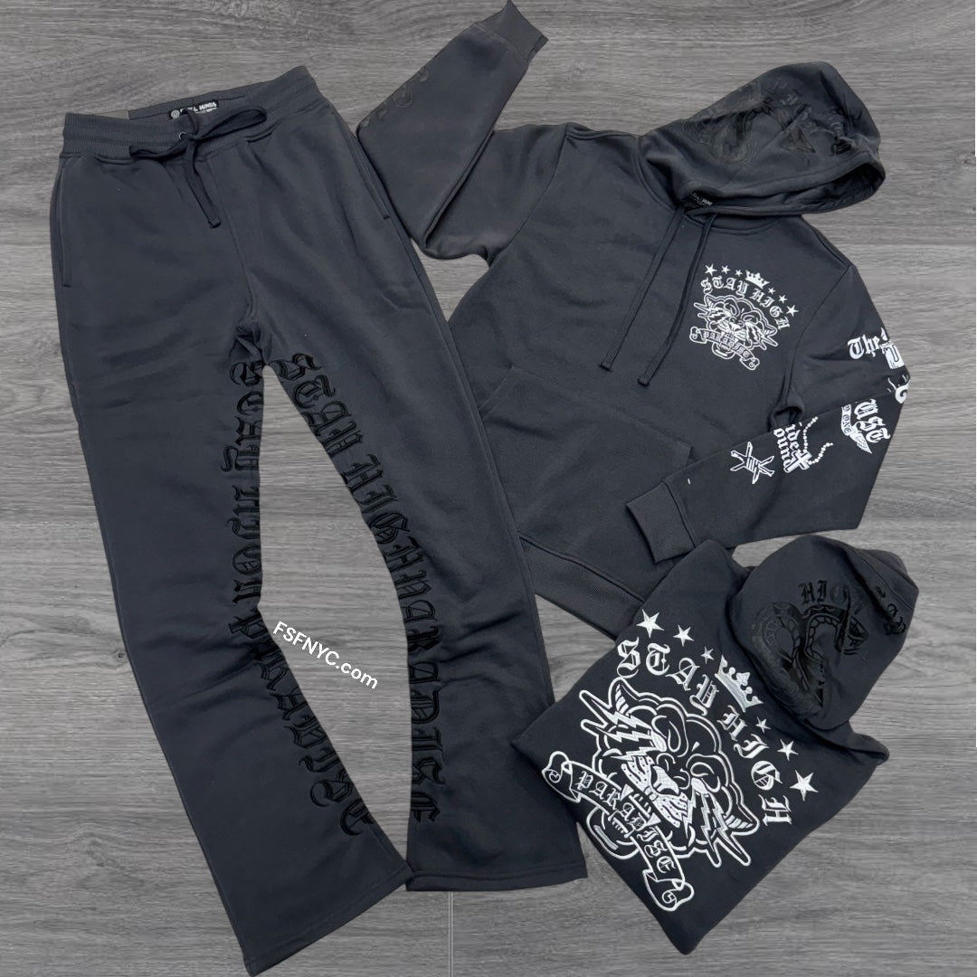 Rebel Stacked High SweatSuit Charcoal 391 491