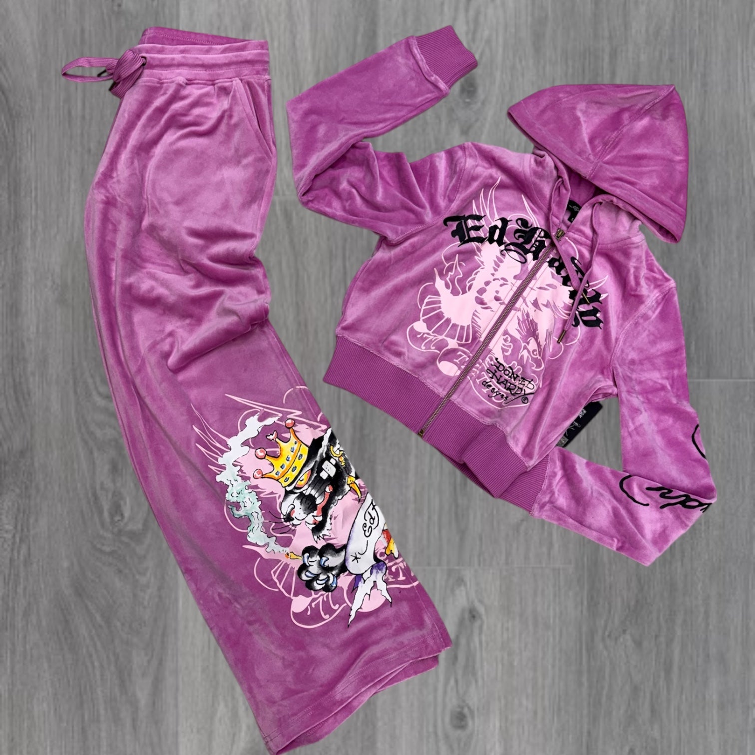 ED HARDY - Velour Women set - PINK
