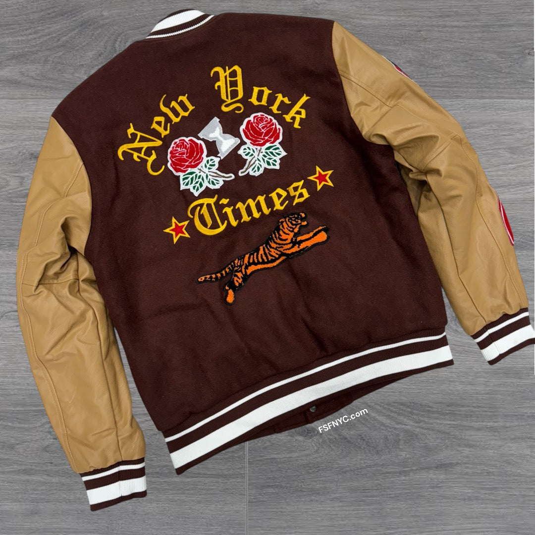 JC Champs Varsity Jacket Ruby Brown 91649