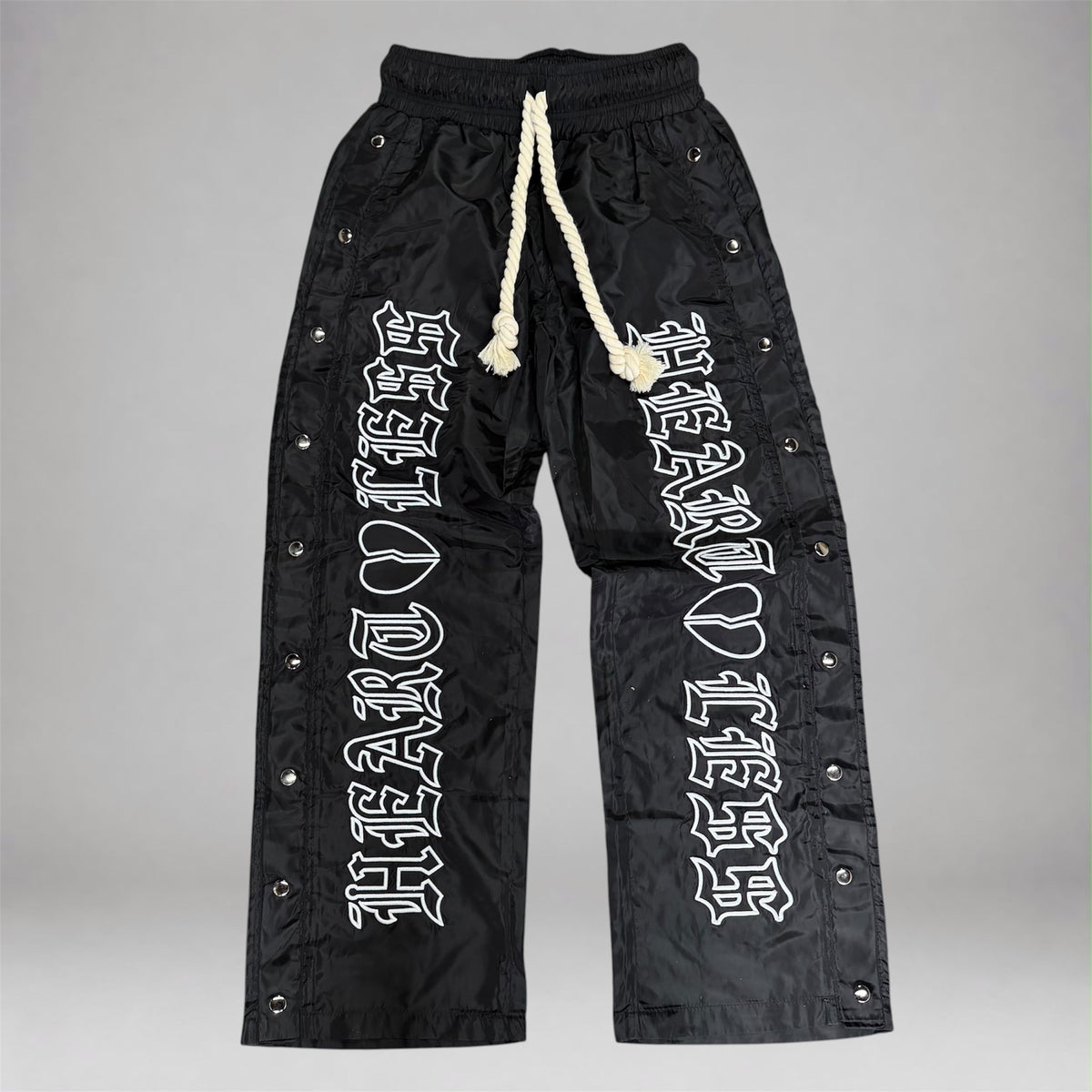 Heartless Nylon Pants w/Rope Strings - Black
