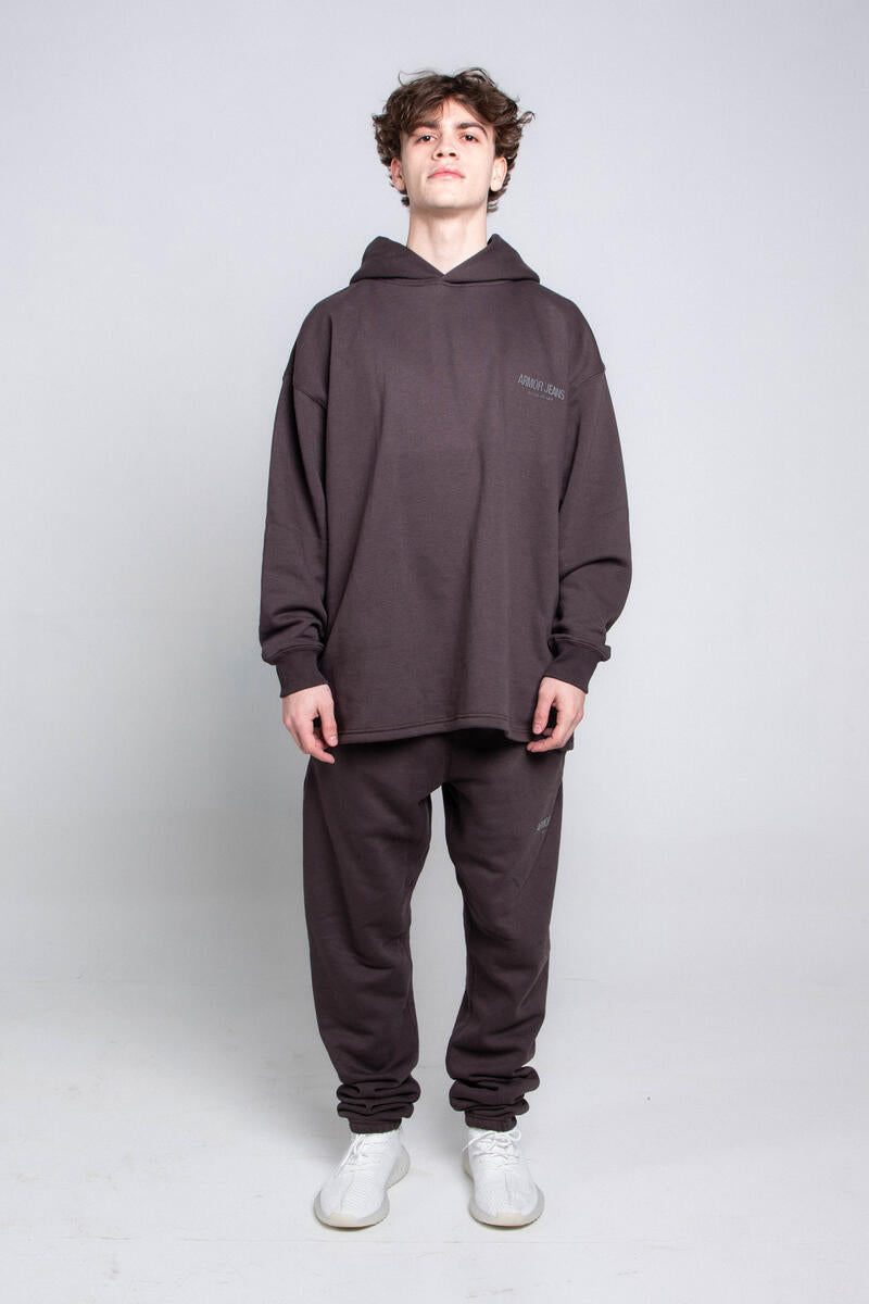 Oversize Hood w Jogger Sweats Set Dark Charcoal 713