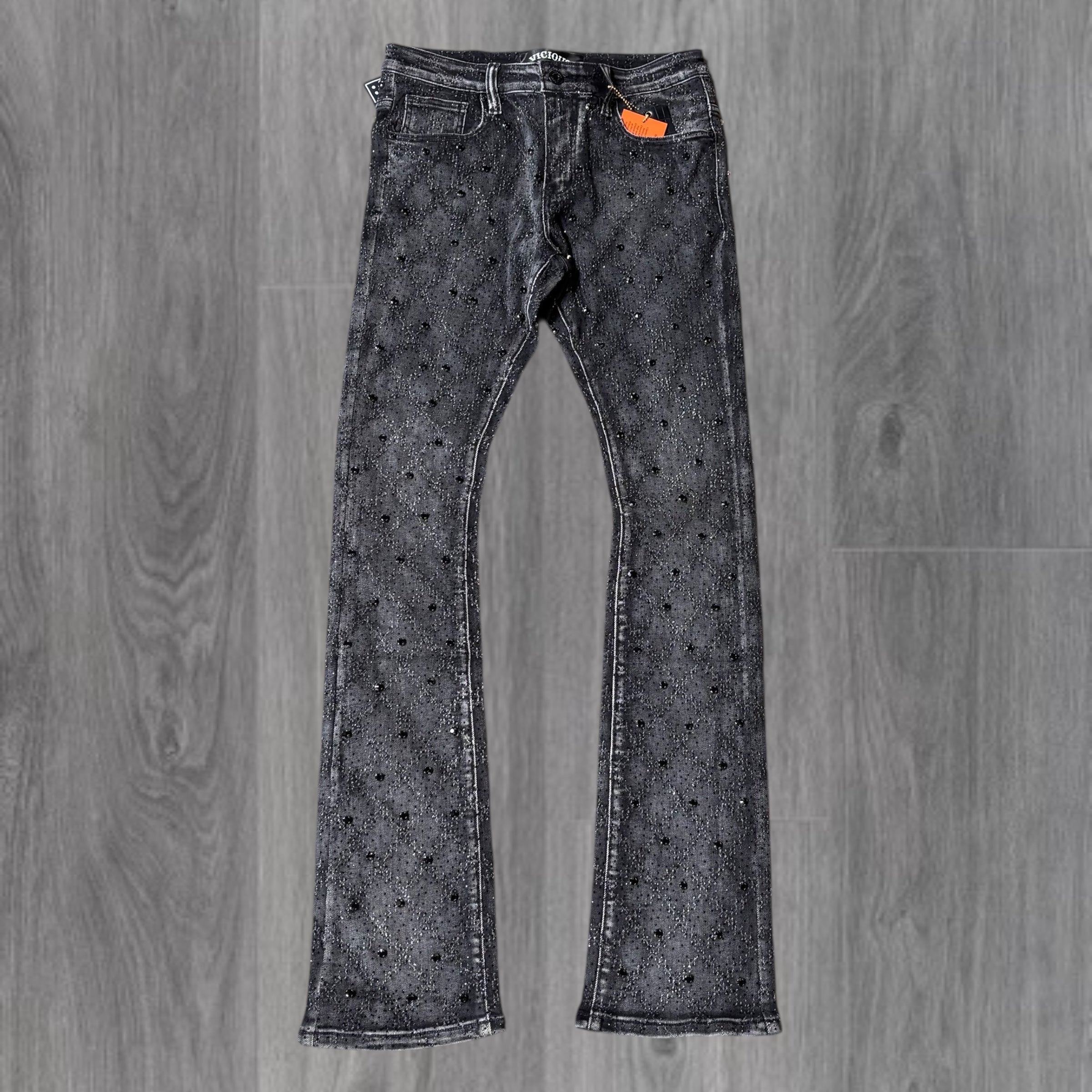 Vicious - STACKED Crystal DENIM- Black -VC510