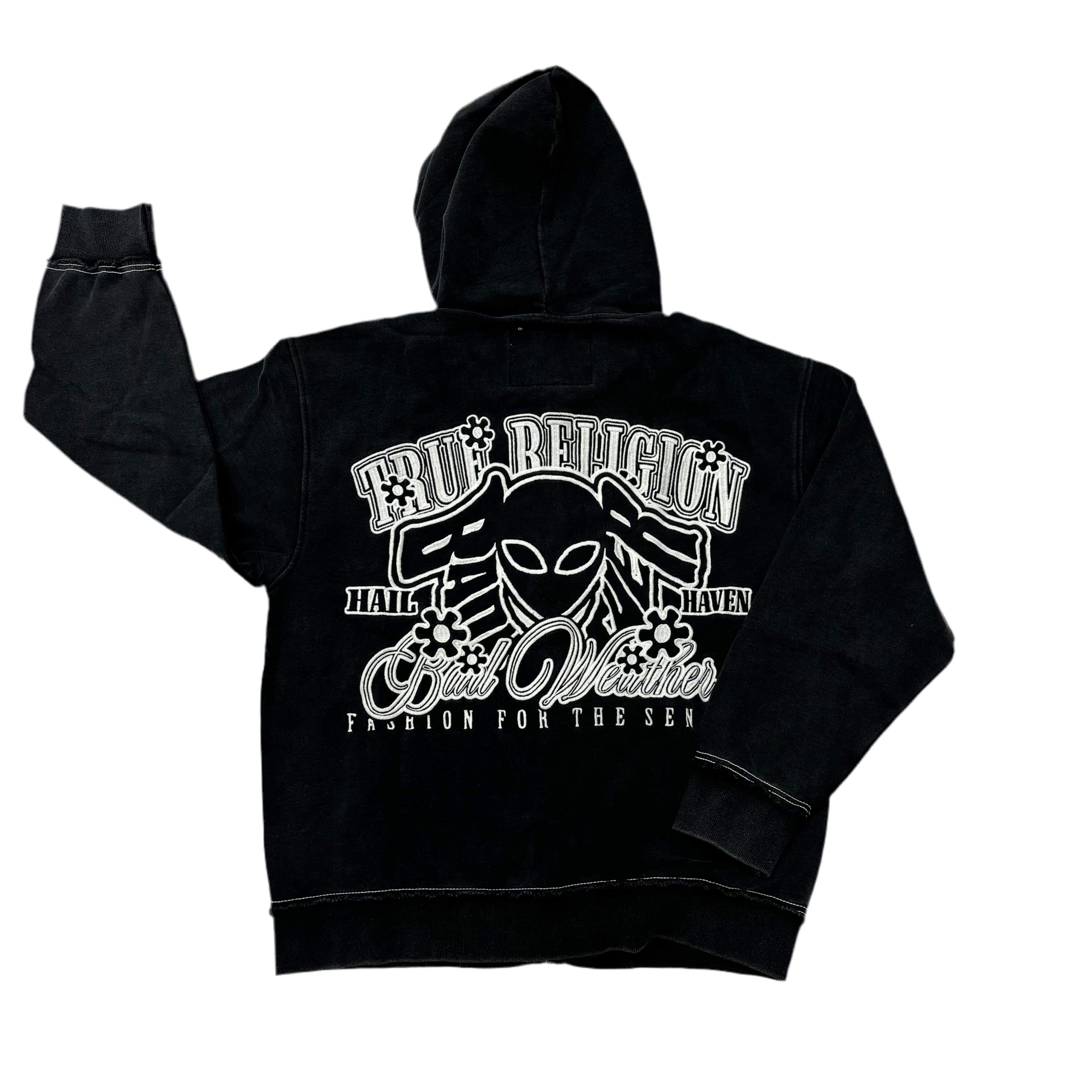 true religion  zip up hoodie black wash