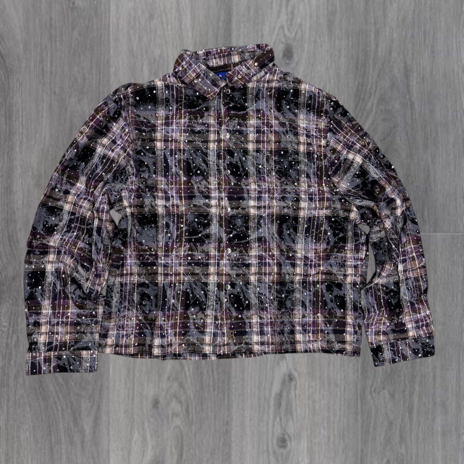 R3 - Rhinestone Button Down - PLUM - 231