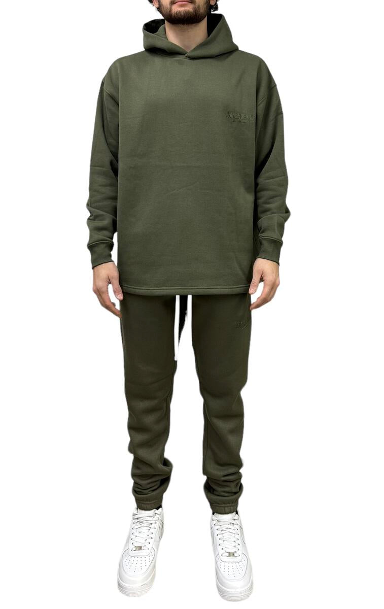 Oversize Hood w Jogger Sweats Olive 713