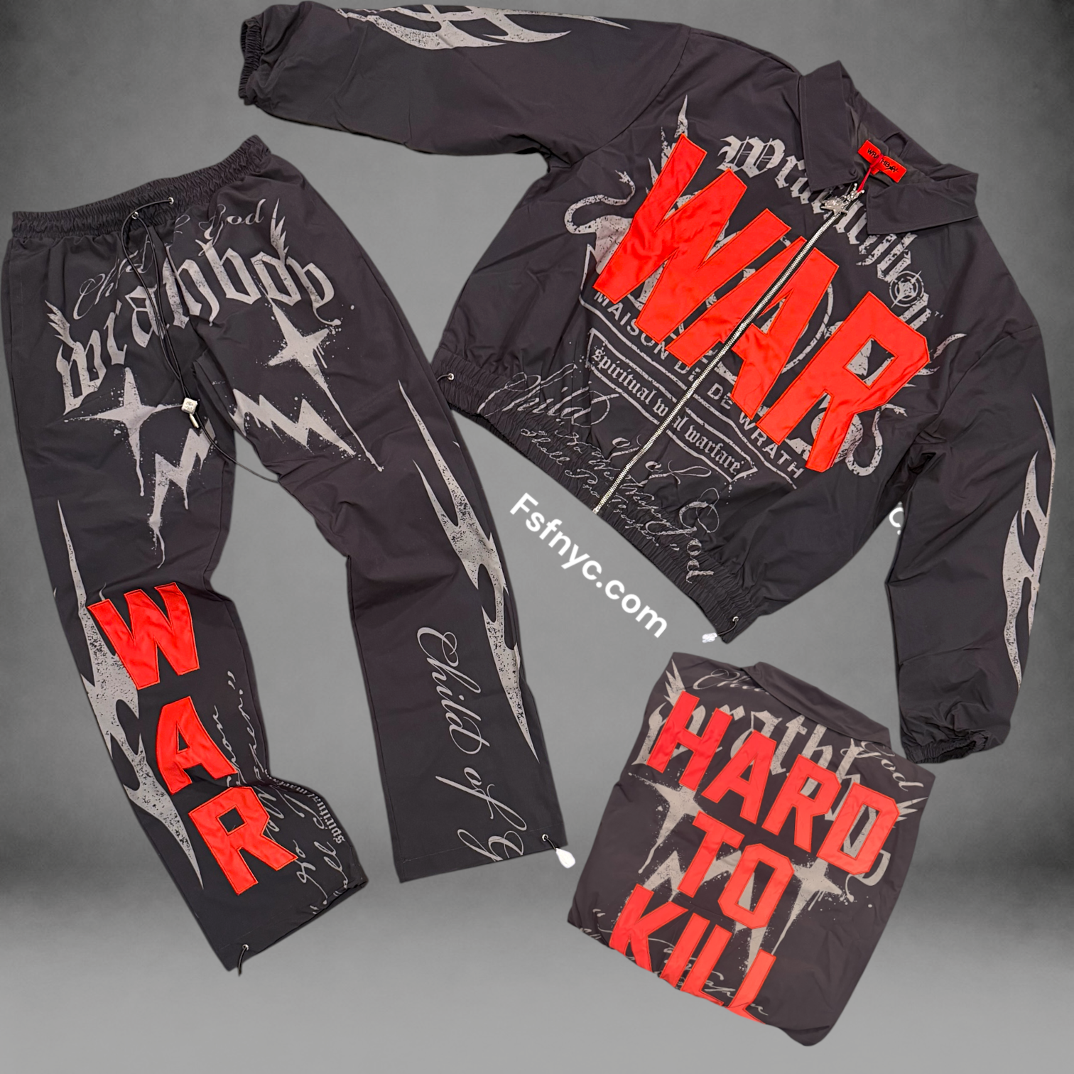 WrathBoy - Hard To Kill Windbreaker Bomber Set - Black -  622