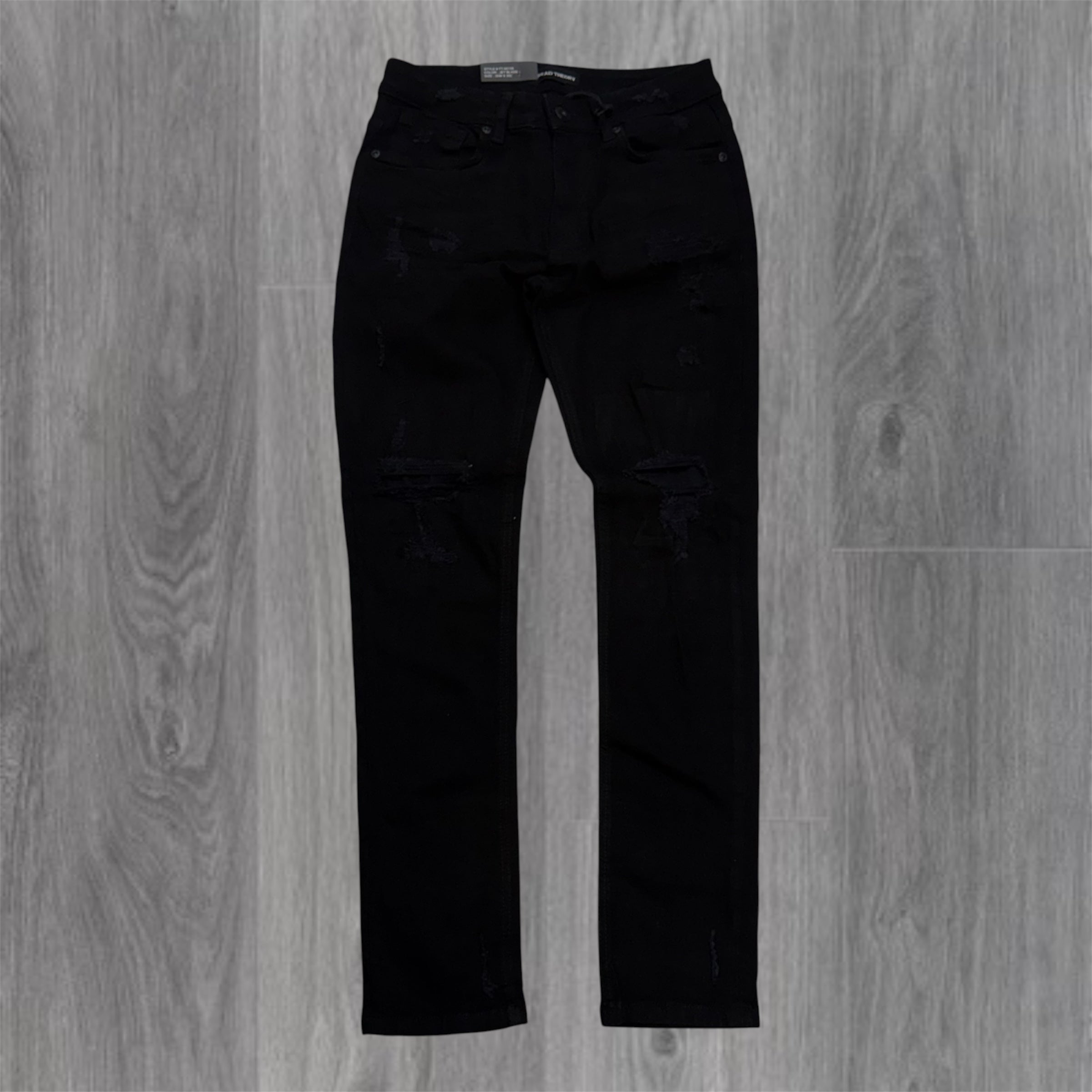 Threads - Slim Fit Distress Denim - Jet Black 50135