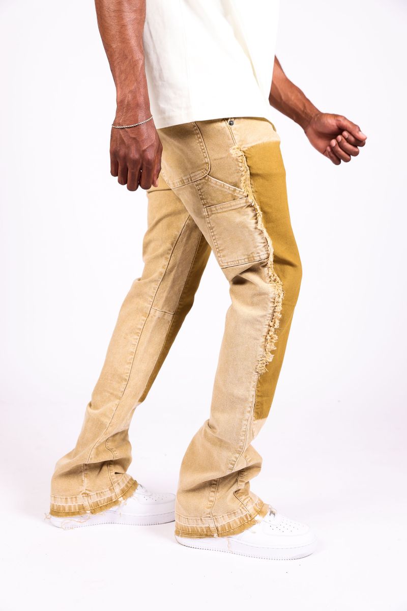 Carpenter stacked Denim khaki 1007