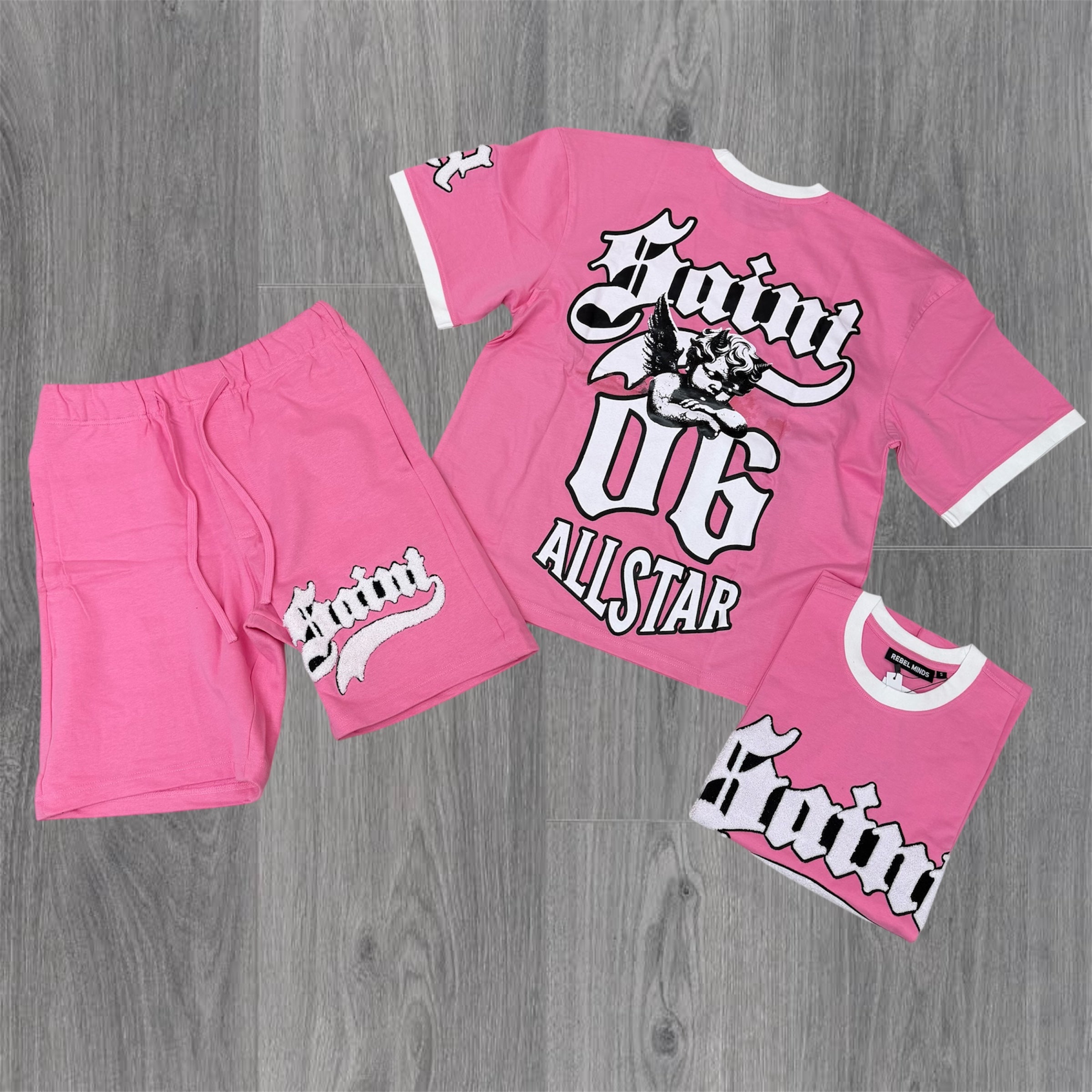 Rebel - Saint Chenille Short Set - Pink - 141 941